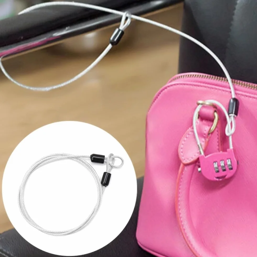 Cavo di Sicurezza in Acciaio Toroidal con Serratura a Moschettone per Biciclette 1m x 3mm Argento 4 Pezzi