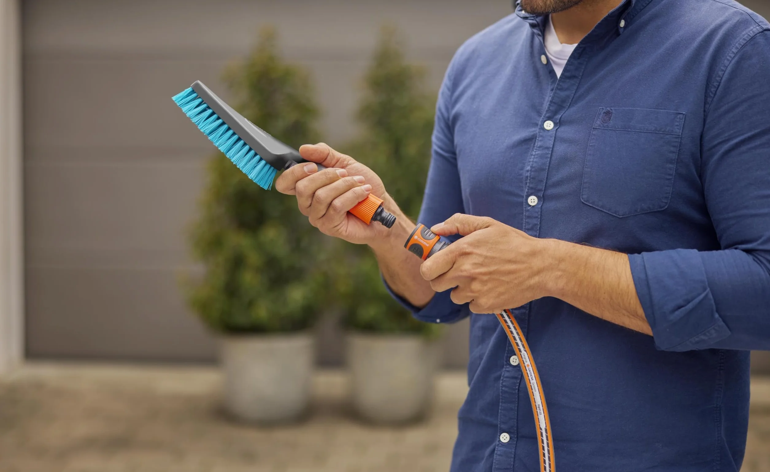 Gardena Spazzola manuale Cleansystem S hard 18844-20 con raccordo tubo regolazione flusso idrico