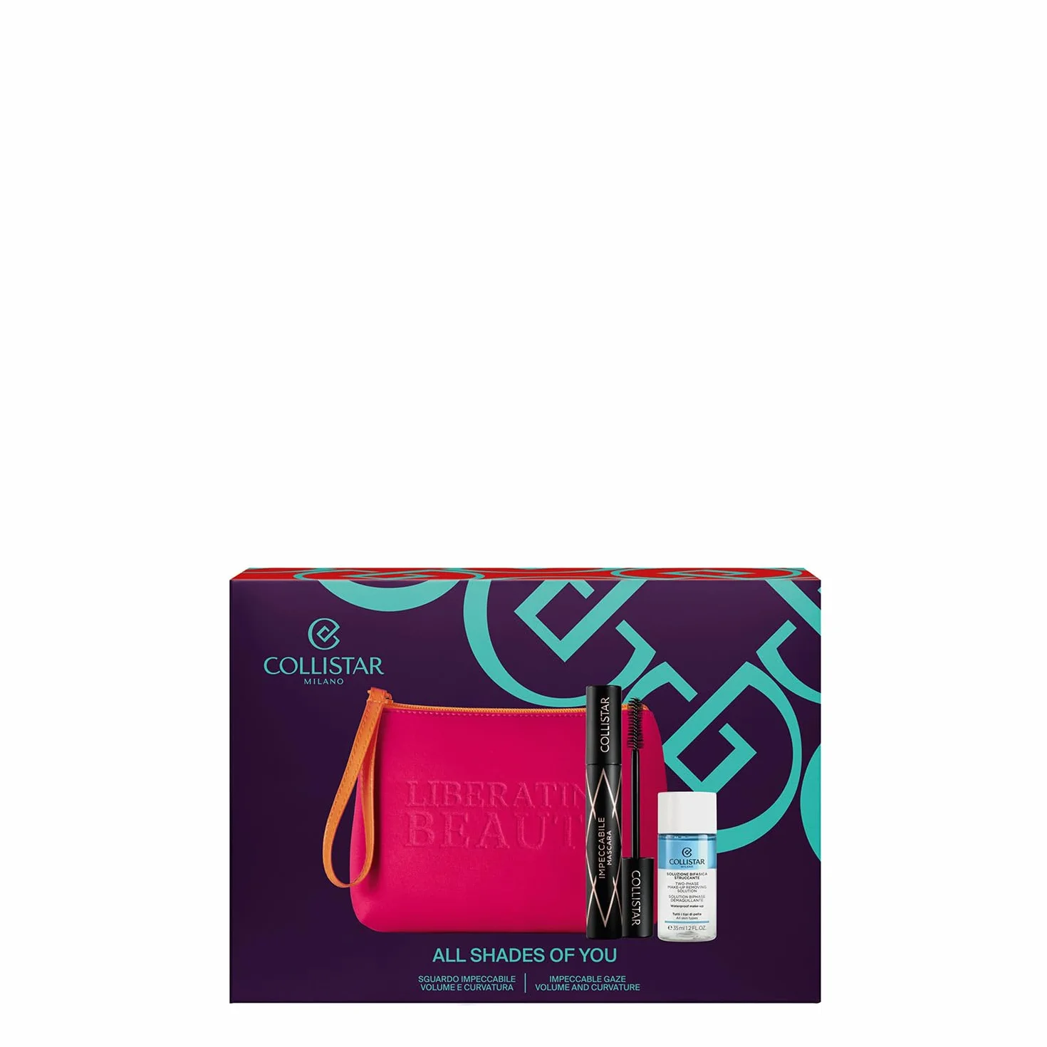 Collistar Cofanetto Make-Up Regalo Donna, Mascara Impeccabile Nero 14 ml + Struccante Bifasico 35 ml, Pochette, Set Regalo Occhi, Volume, Lunghezza e Definizione