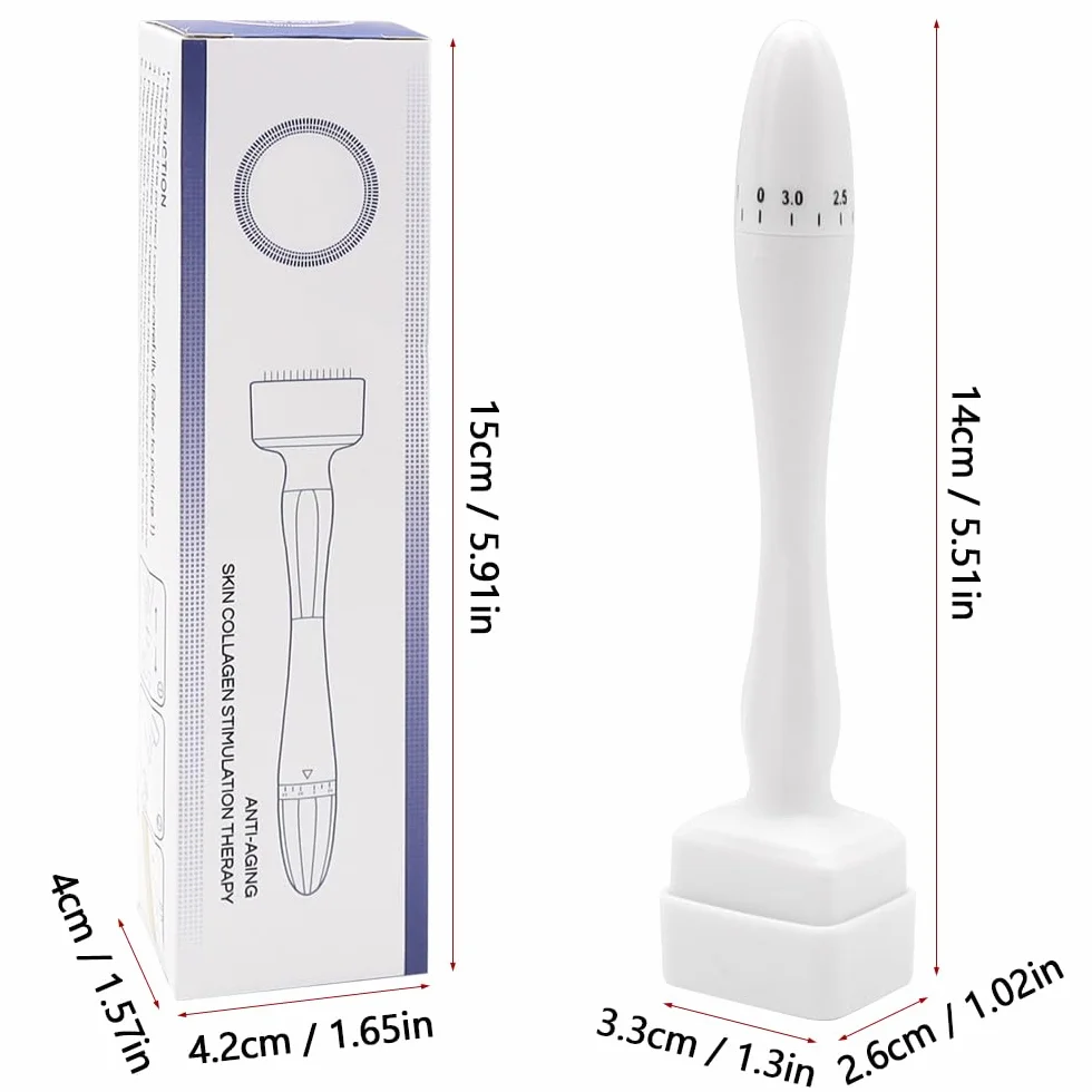 Derma Stamp, Aoyswuz Microneedle Derma Rullo Regolabile 140 Titanio Aghi Timbro Microneedling per Crescita dei Capelli Cura Della Pelle dei Viso