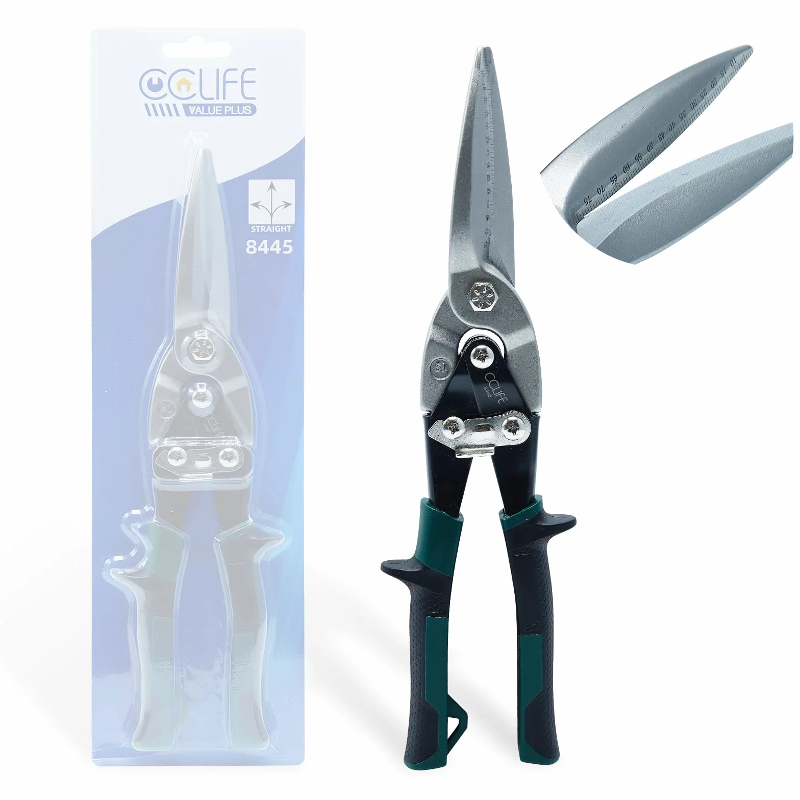 CCLIFE Cesoia per Lamiera CR-MO Aviation Snips Taglio Dritto Sinistro e Destro 80mm 2mm