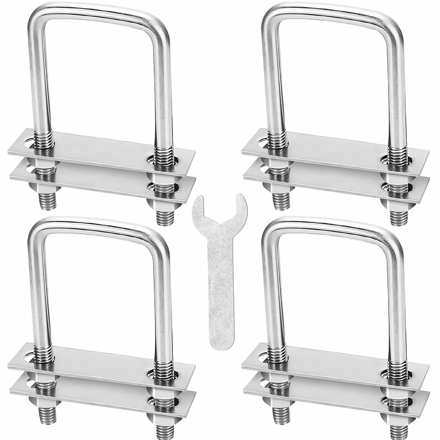 U Bolt M8 40x100mm In Acciaio Inox 4 Pezzi Bullone A U Quadrati Con Dado E Piastra Per Applicazioni Industriali