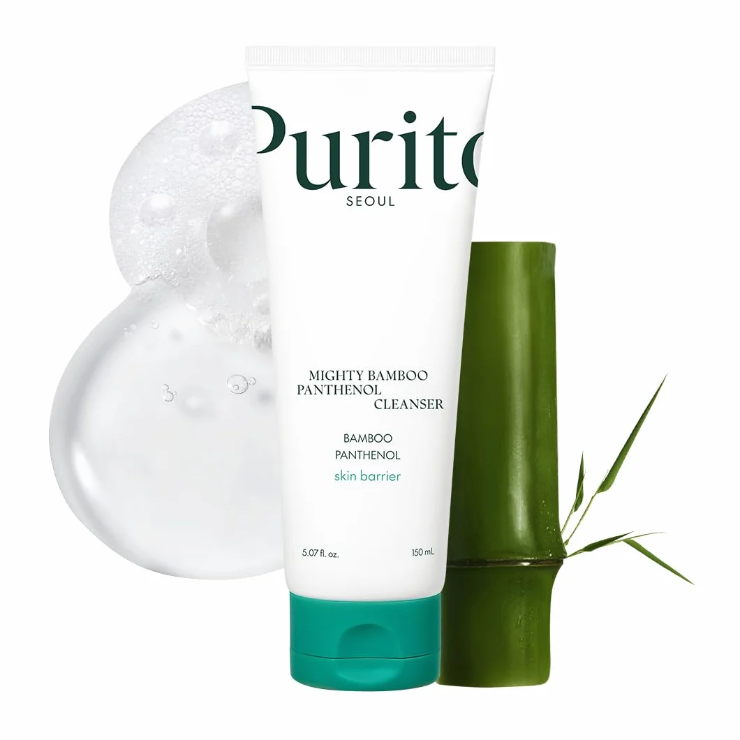 PURITO Mighty Bamboo Panthenol Detergente Viso, Delicato Detergente Idratante per Pelle Sensibile, Detergente Viso Vegano e Non Testato sugli Animali 150ml / 5,07 fl. Oz.