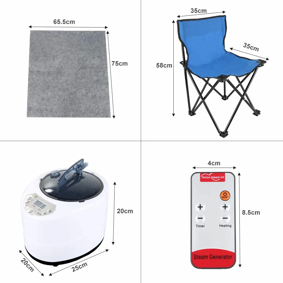 HUOLE Sauna Cabina pieghevole 1,8 l portatile telecomando 9 opzioni timer vapore ultra sottile 98 x 80 x 70 cm