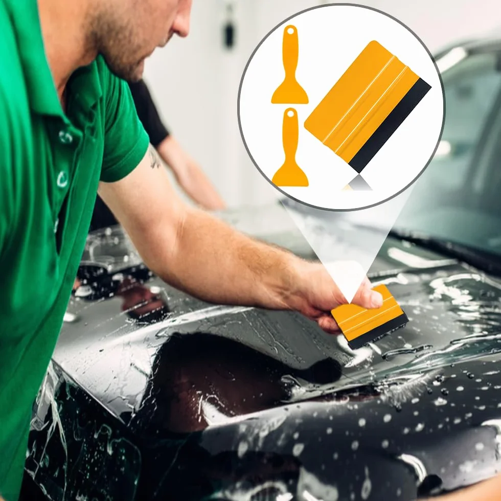 Spatola Professionale con Feltro per Pellicola Auto 2 Pezzi