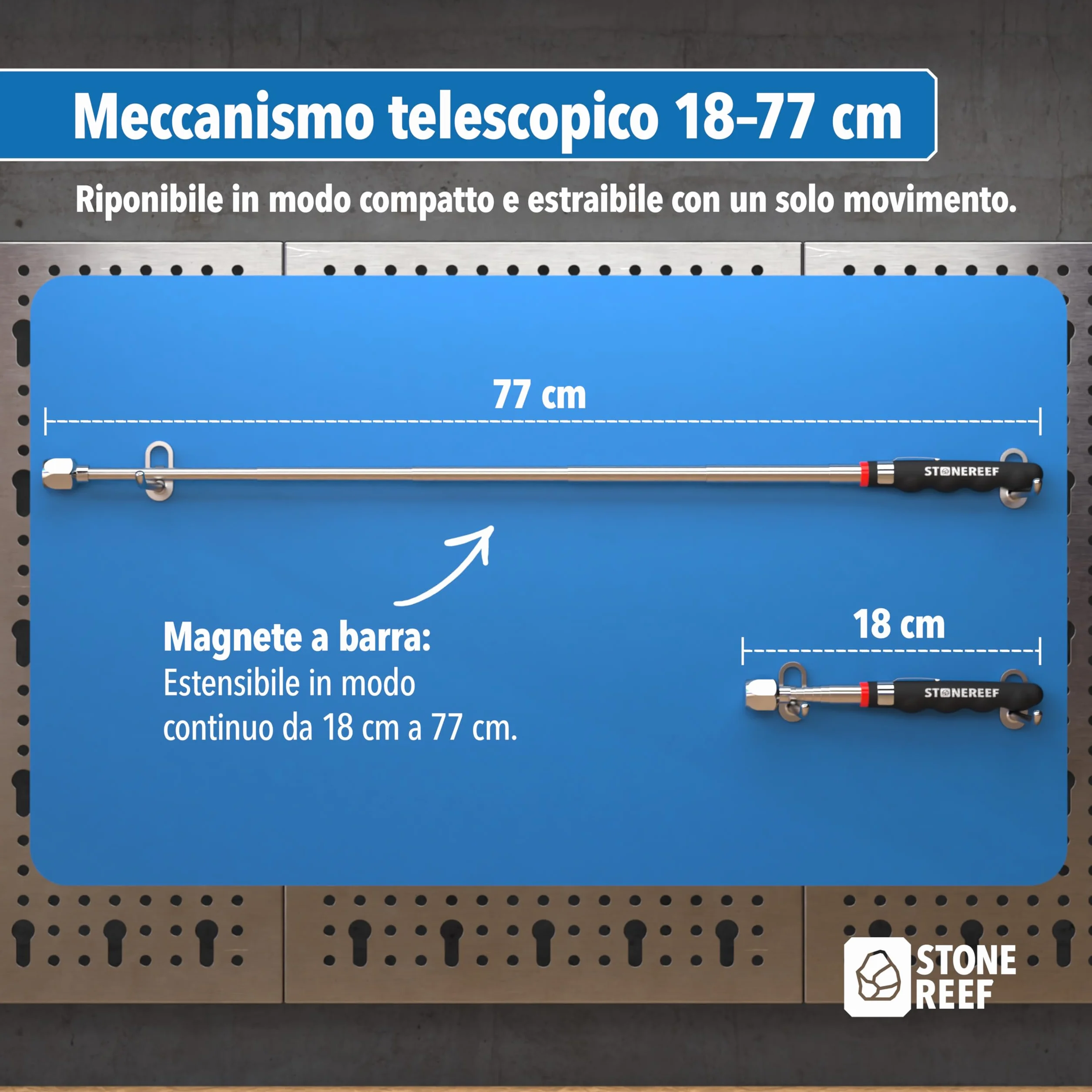 Sollevatore magnetico telescopico in acciaio inox 18-77 cm 125 g