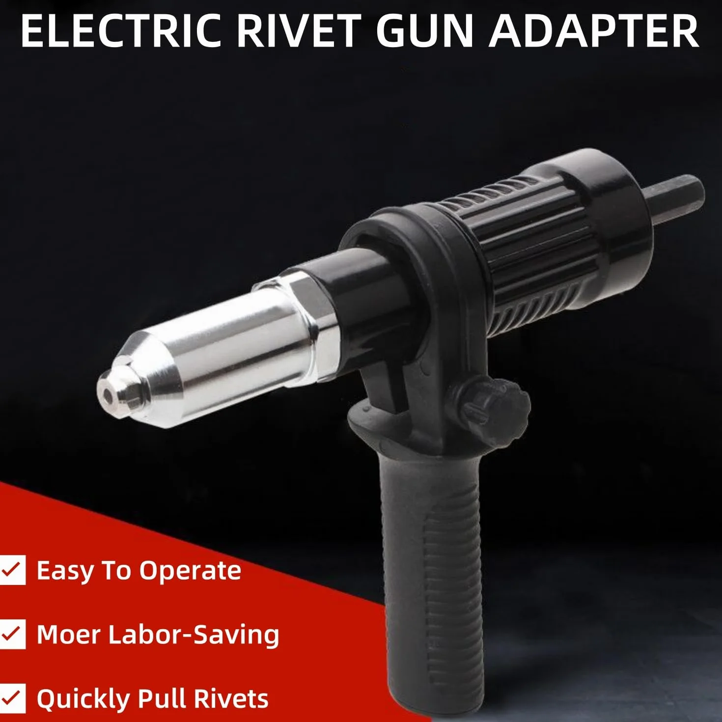 Adattatore per pistola rivettatrice con manico in plastica rimovibile, testa per trapano elettrico