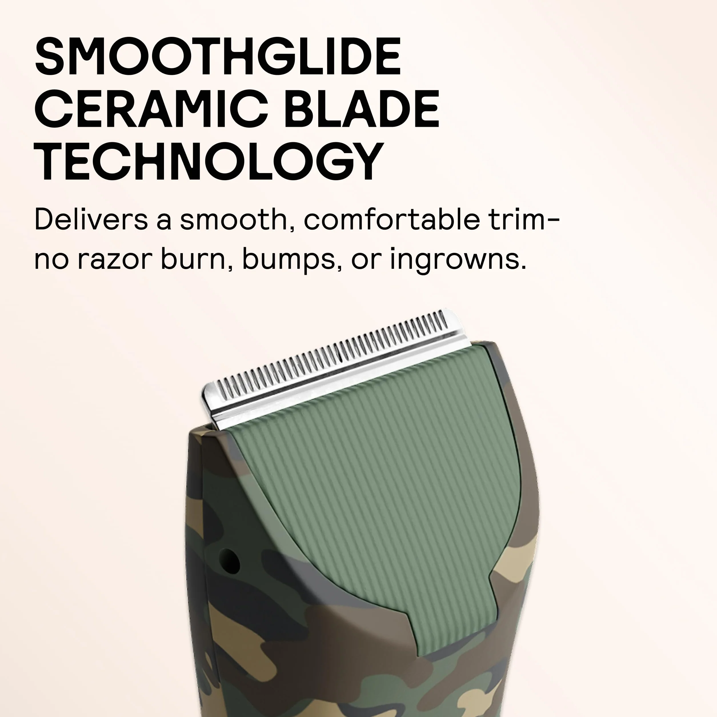 Meridian The Trimmer Original, rasoio elettrico da uomo, per peli pubici, petto, gambe e bikini, impermeabile e ricaricabile, stampa mimetica