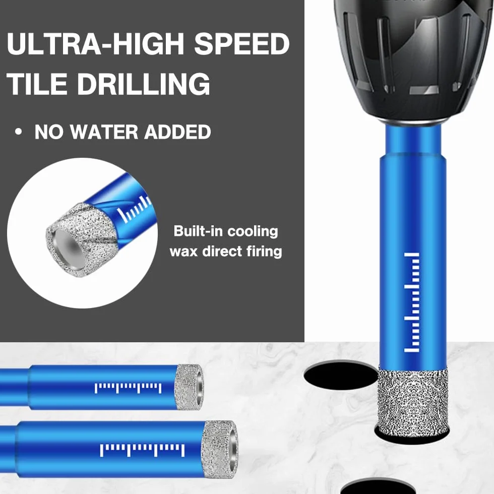 Punta Trapano Diamantata 6 8 10 12 14 16mm Cemento Carbide Punte da Trapano Gres Porcellanato Granito Piastrelle Ceramica Marmo