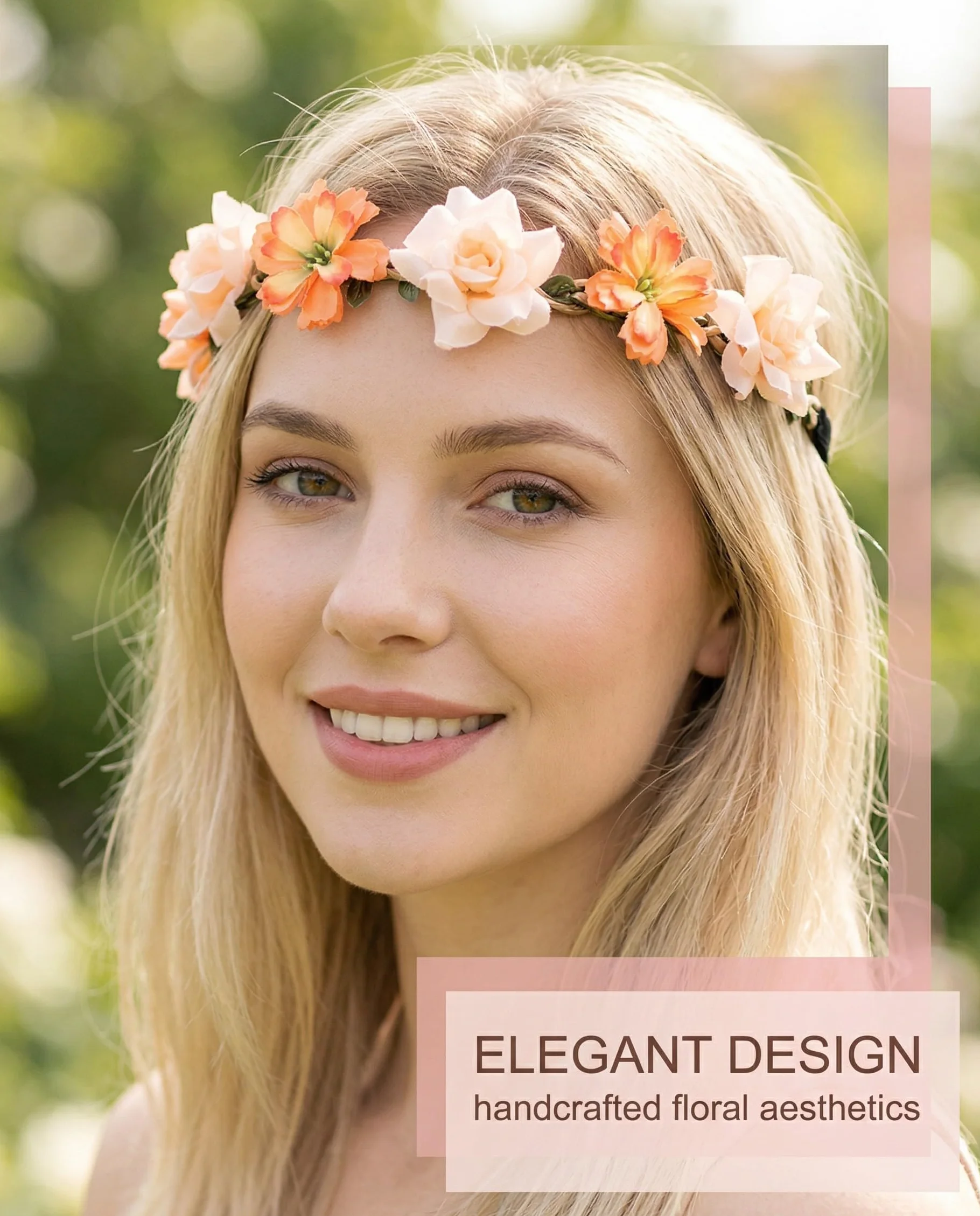 4 Pezzi Coroncine Fiori Capelli Set, Fascia Corona Fiori Regolabile Cerchietto Floreale per Matrimoni, Festival, Feste a Tema, Accessorio Bohémien Donna e Ragazza