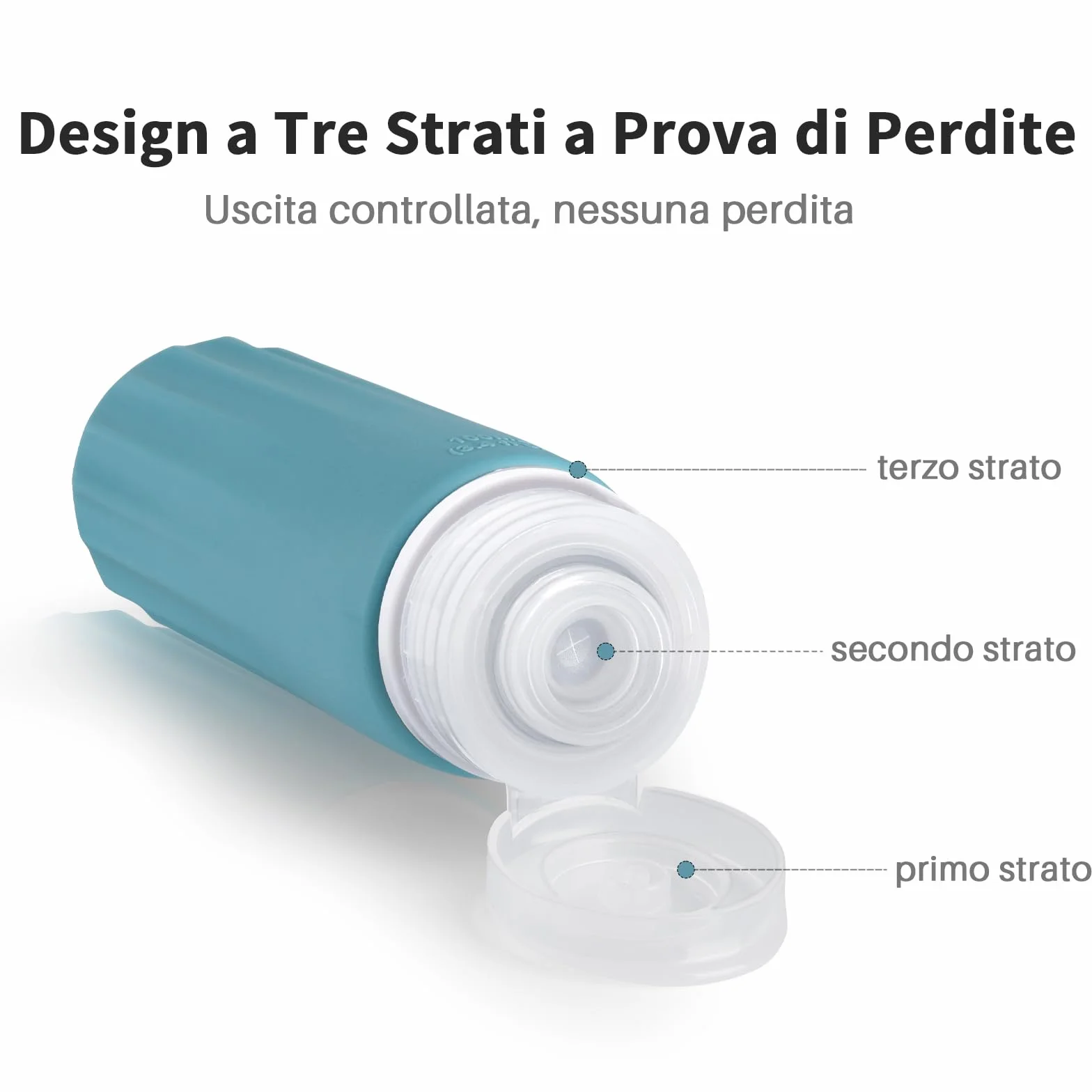 Opret Contenitori da Viaggio DistacEcho, 4 Flaconi 100ml, Kit Liquidi per Viaggio con Bottiglie BPA-Free per Shampoo, Liquidi, Lozione e More