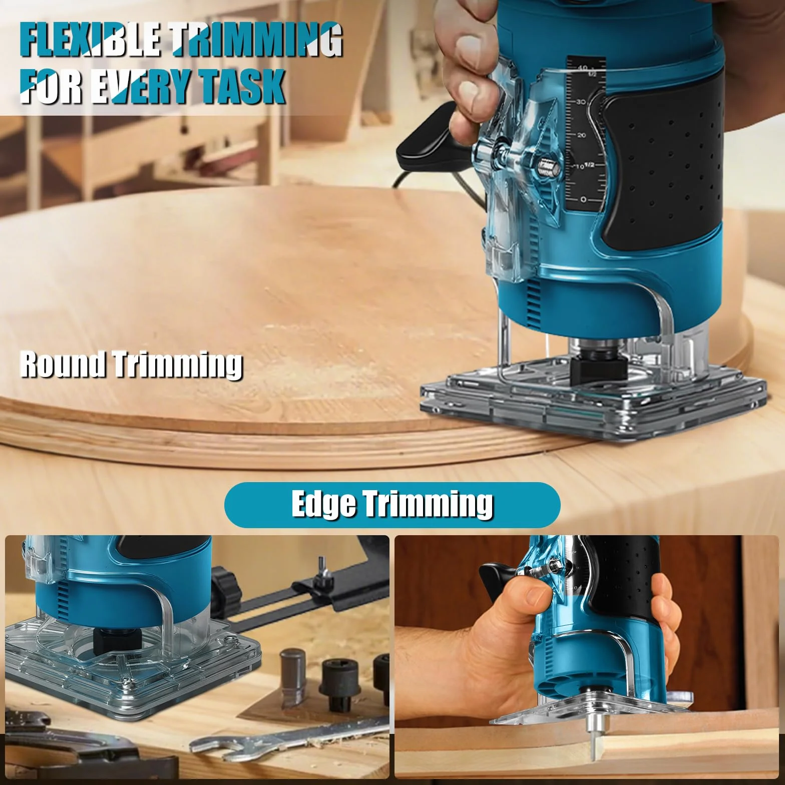 Makita 18V Fresa a Batteria 800W Senza Spazzole 5 Velocità 6,35mm 30000 giri/min