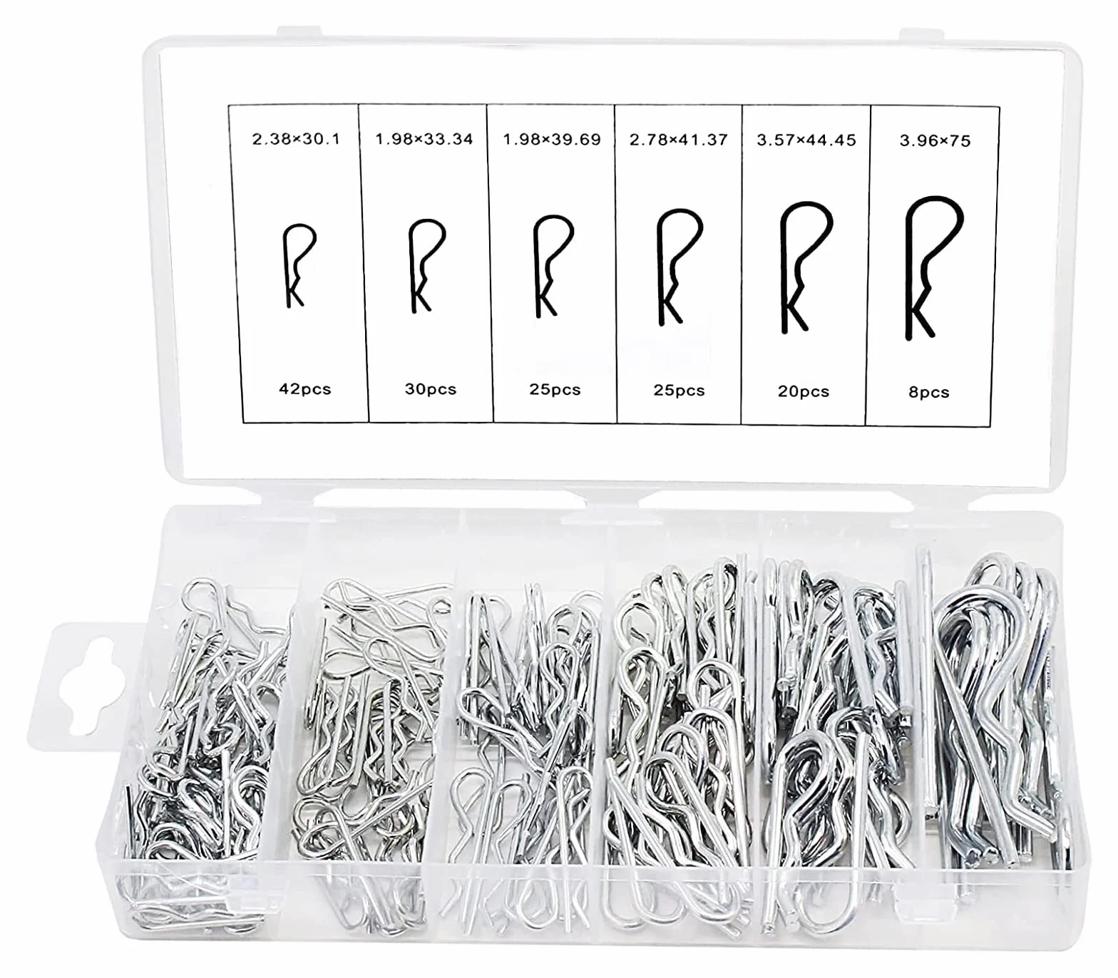 Set R-Clip 150Pz 6 Tg Coppiglie Perni Fermi a Molla di Sicurezza