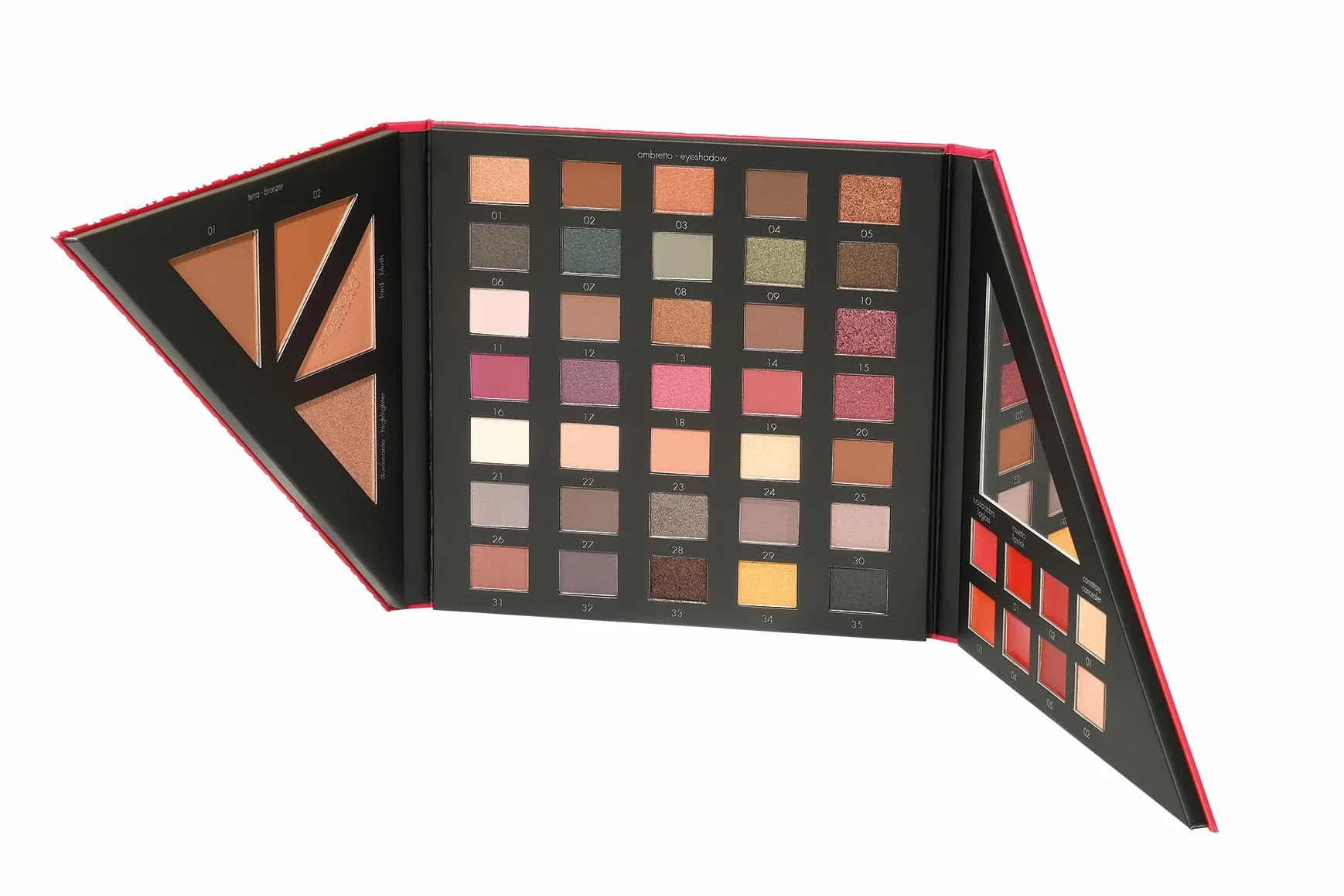 Deborah Milano - Trousse Set Regalo Donna Make Up Beauty Gift n.3 Medium Toni Caldi, Include Palette di Ombretti, Gloss, Rossetti e Polveri Viso dai diversi Finish e Colori, in Carta FSC