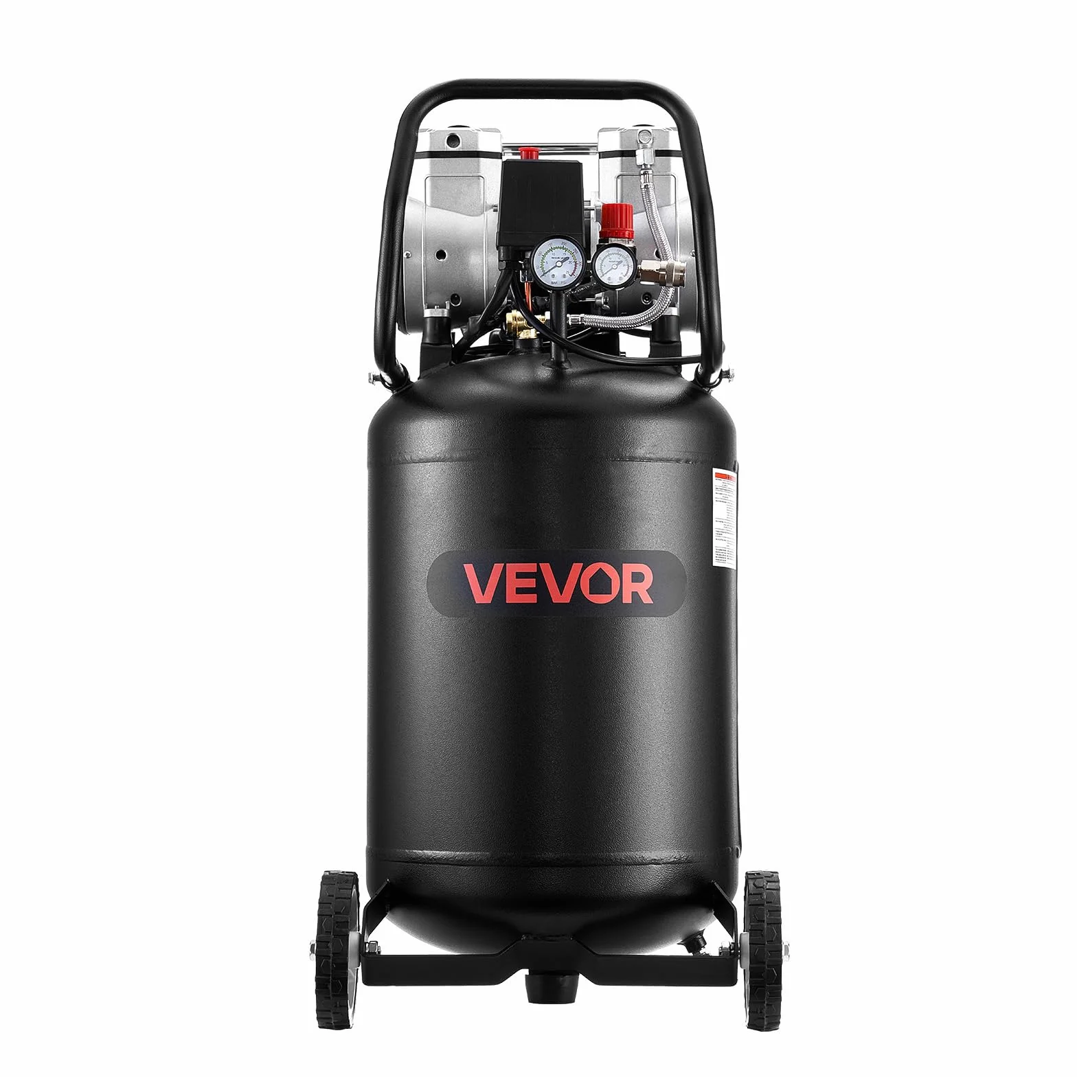VEVOR Compressore d'Aria 50 Litri 1,5 KW 8 Bar Senza Olio Portatile su Ruote