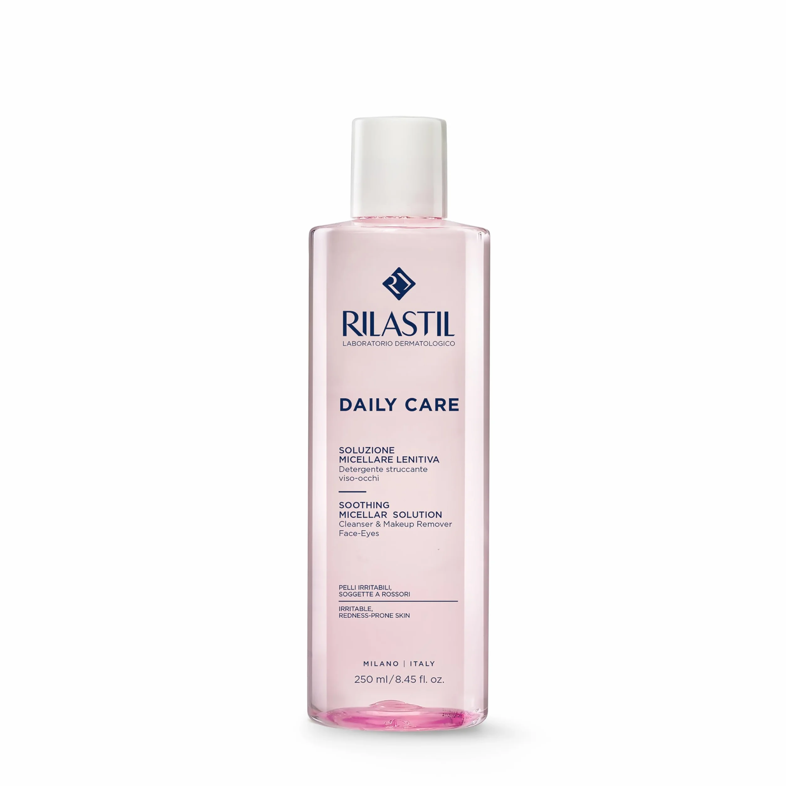 Rilastil Daily Care Soluzione Micellare Lenitiva, Detergente Struccante Viso Occhi senza Risciacquo per Pelli Sensibili e Reattive, Confezione da 250 ml