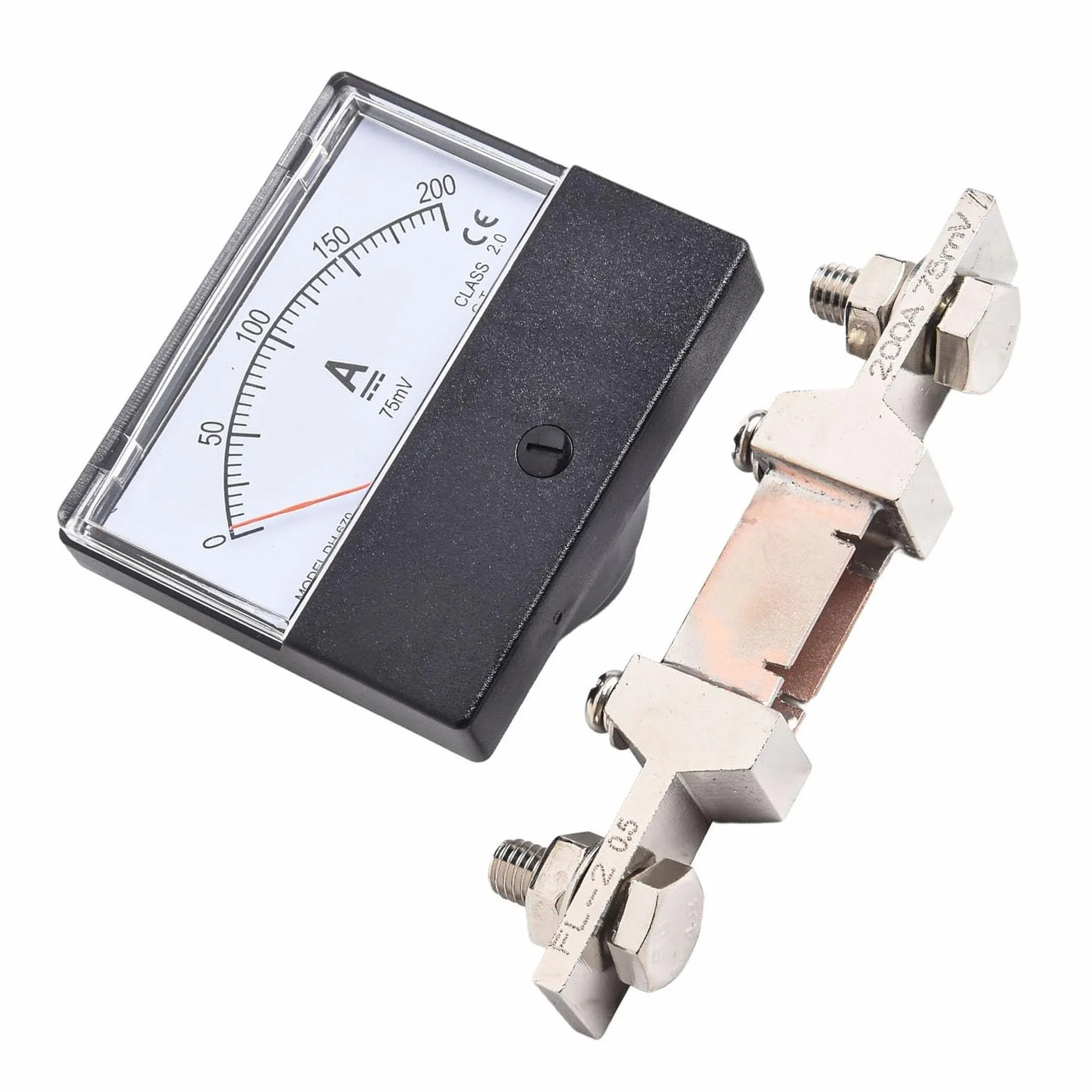 Amperometro analogico DH-670 DC 0-200A 300A 75mV con shunt per quadri