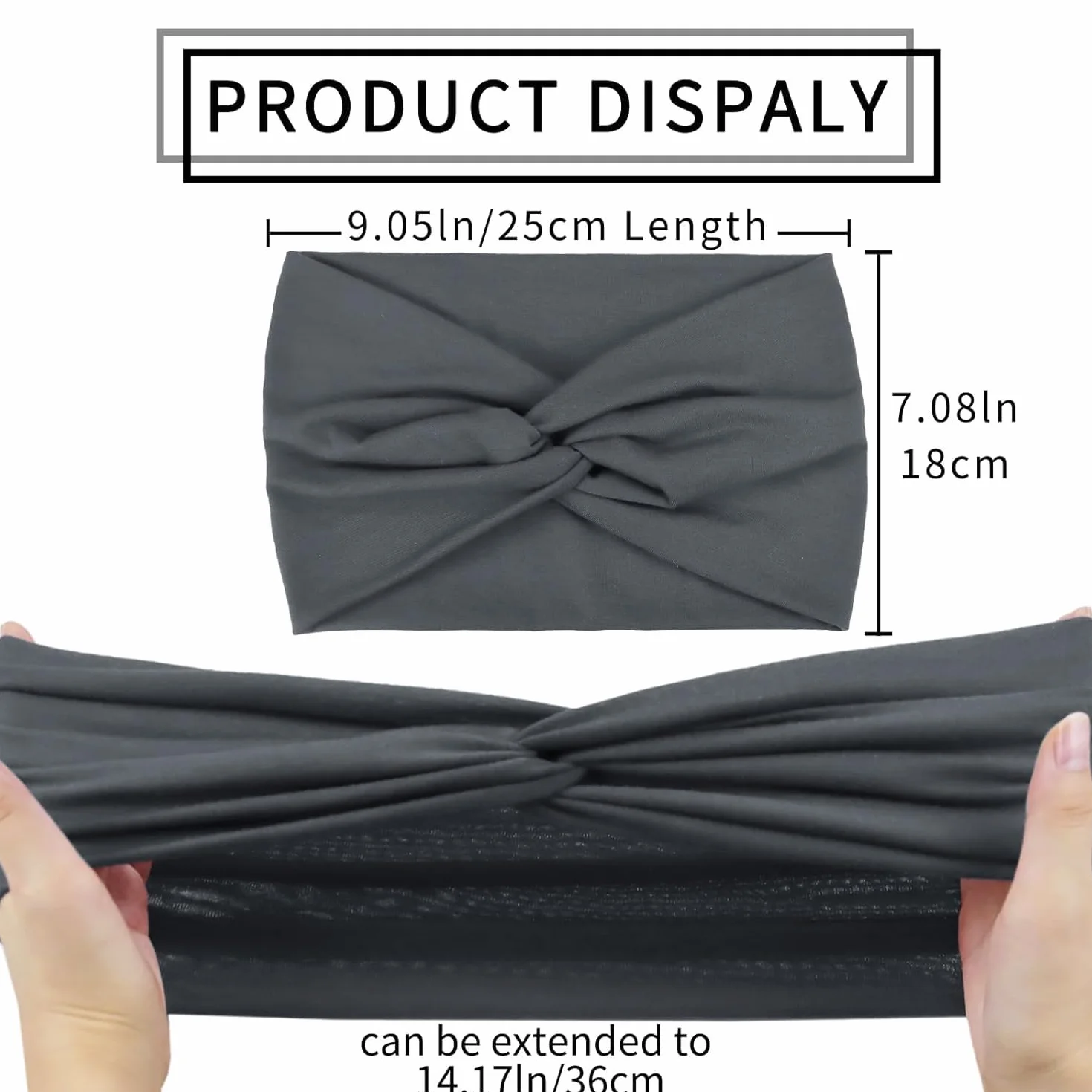 Kavya Fascia Capelli Donna 4 Pcs 7'' Elastico Cerchietto Capelli Donna Movimento Yoga Fasce Per Capelli Bandana Extra Large Headband Boho Accessori Per Capelli (Grigio)