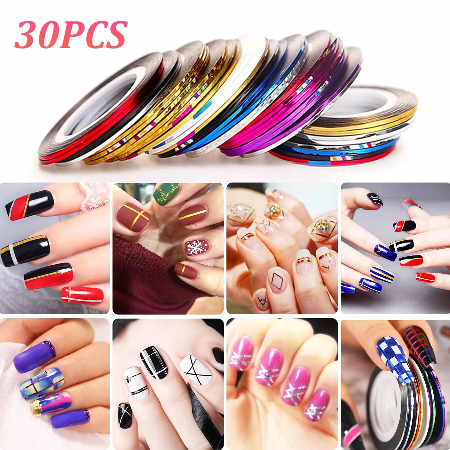 Kit per Nail Art,23 Pezz Nail Art Design Set Kit,Kit per Nail Art,5 Pcs Dotting Pen,30 Rotoli Nastro della Striatura,per lo Starter kit per Nail art da Donna