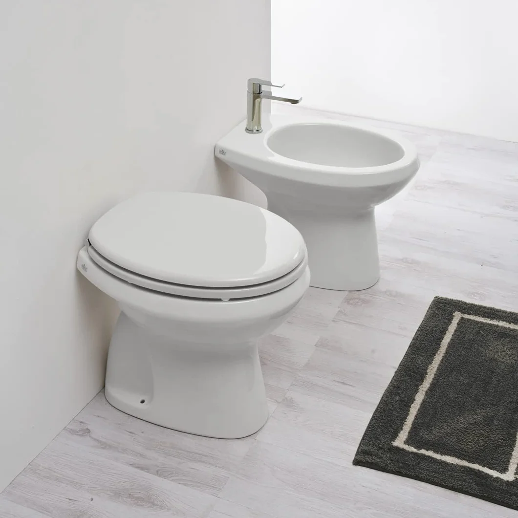 Vaso WC con Bidet Incorporato Ceramica Sanitari CLASSIC Scarico a Terra Made In Italy