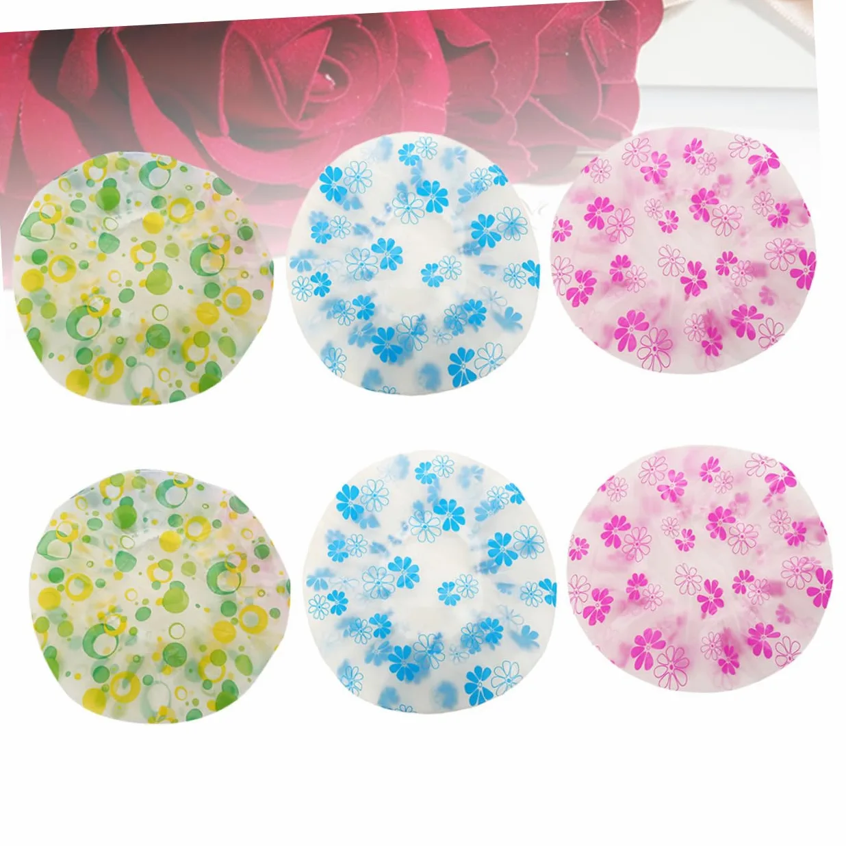 Didiseaon 20pezzi Cappelli Da Impermeabili Pe Design Stampato Cuffie Da Bagno Elastiche e Spesse Per Viaggi e Attività All Aperto Colori Misti