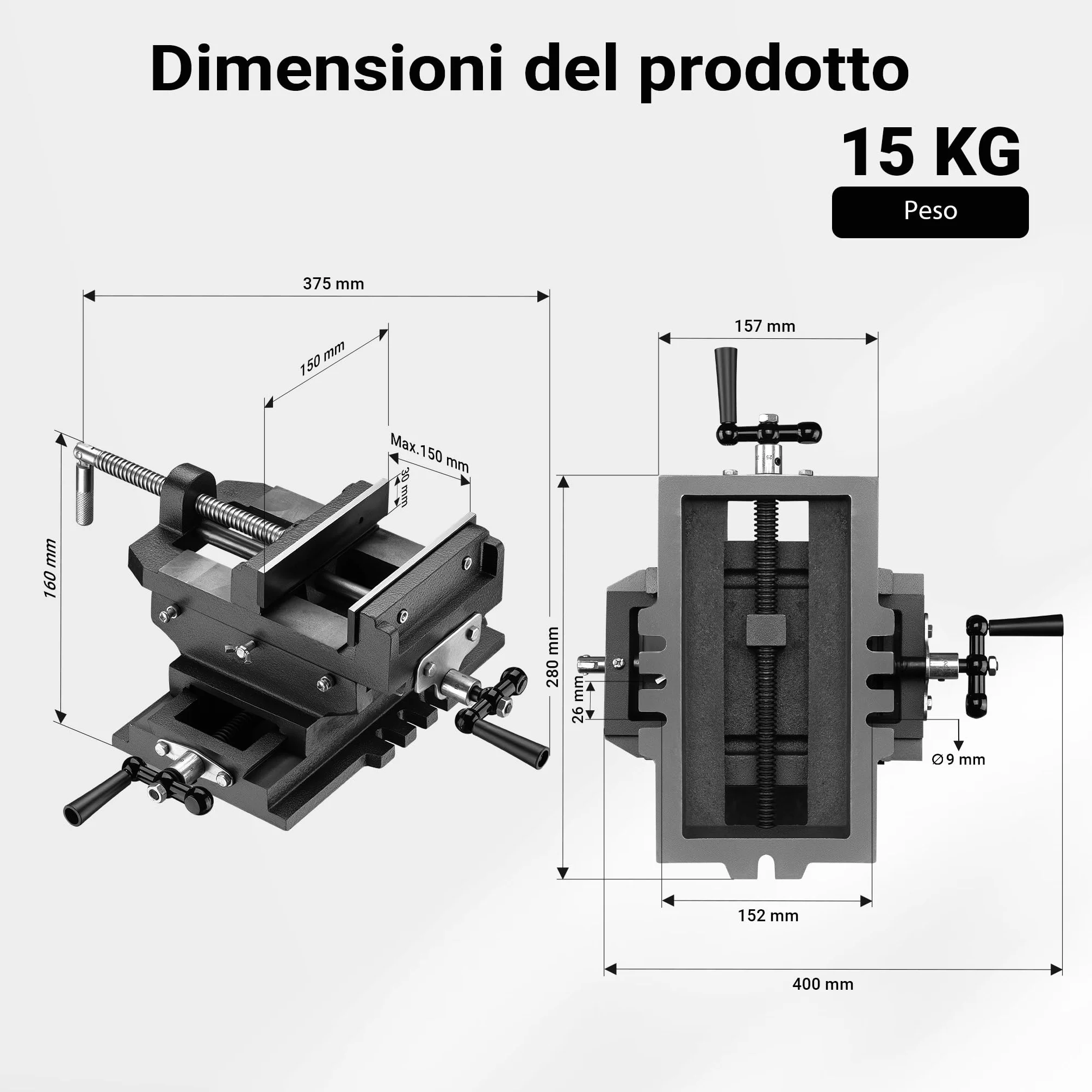 Morsa a croce per trapano 150mm a 2 assi X-Y per macchine trapani a colonna