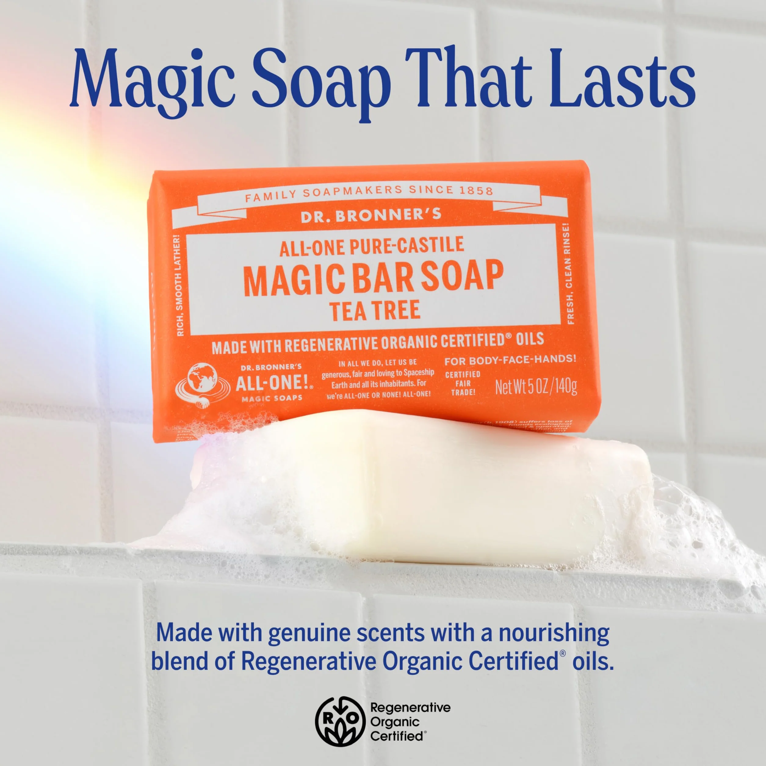 Magia Sapone Dr. Bronner Pure-sapone di Marsiglia, All-One Canapa Tea Tree, 5 once Bar (confezione da 6)