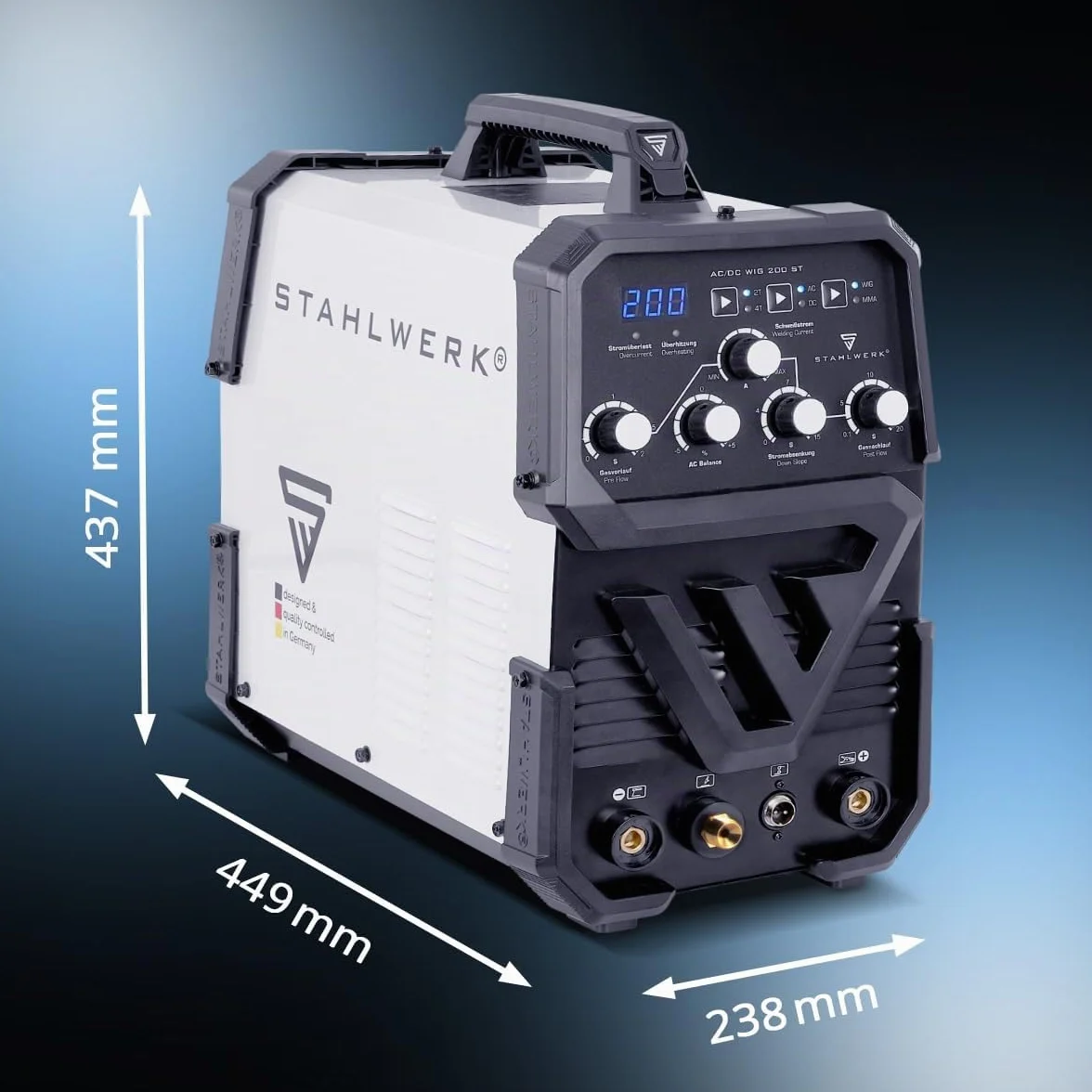 STAHLWERK Saldatrice 2-in-1 AC/DC TIG 200 ST TIG MMA 200 A HF Hotstart Anti-Stick IGBT