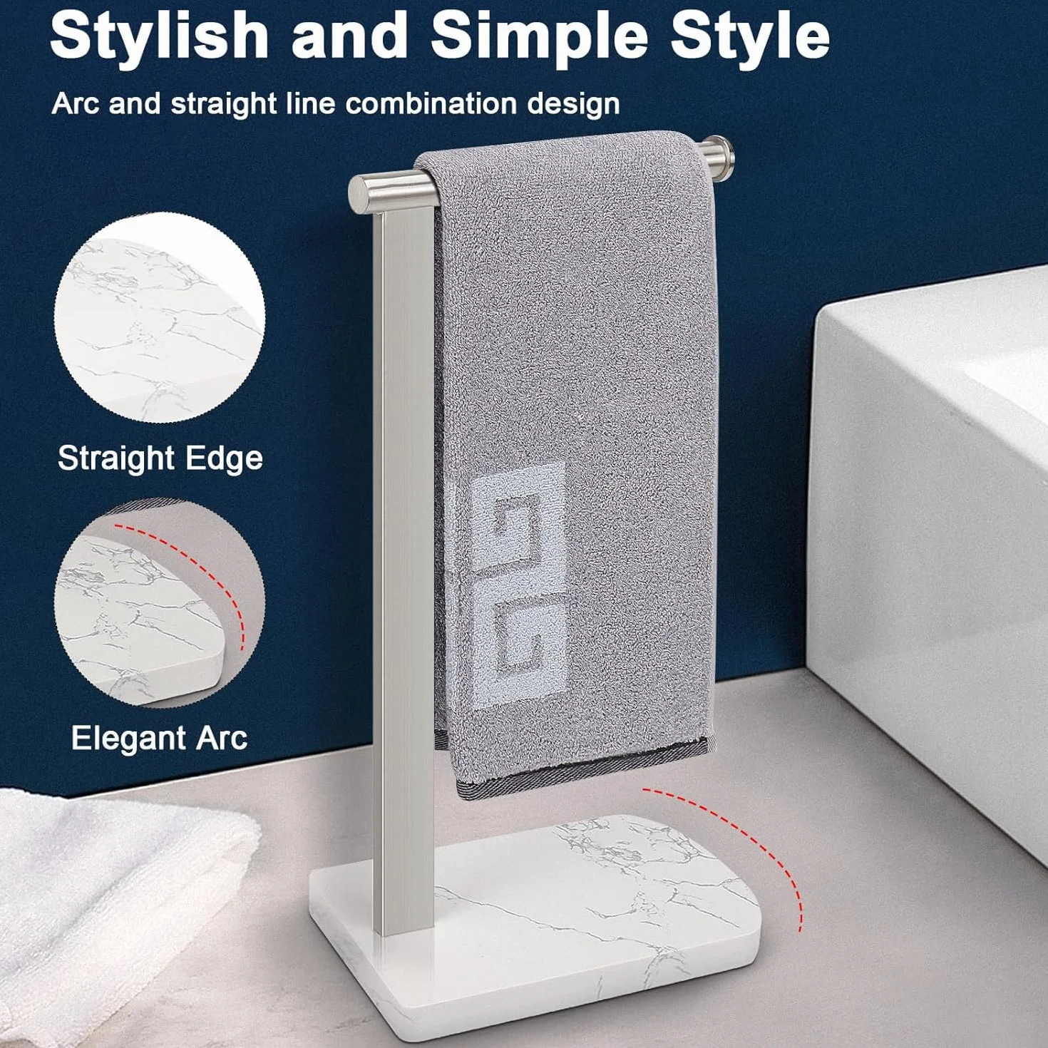 NearMoon Porta asciugamani in acciaio inox 304 a forma di L autoportante nichel per bagno