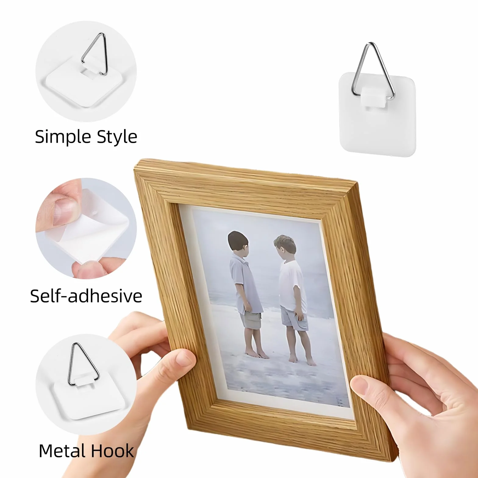 Adhesive Picture Hooks for Wall Hanging, Appendi Quadri Senza Chiodi, 30 Ganci Adesivi