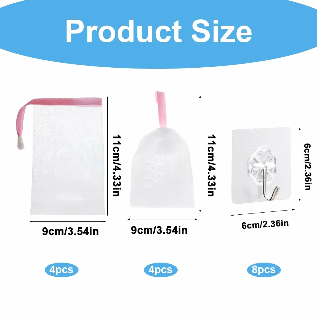 WUSJCOF 8 Pezzi Reti per Pulizia Viso Nylon, Schiumogeno, Confezioni Schiuma Bolla Esfoliante Mesh per Body Face Cleansing Accessorio (Colore Casuale)