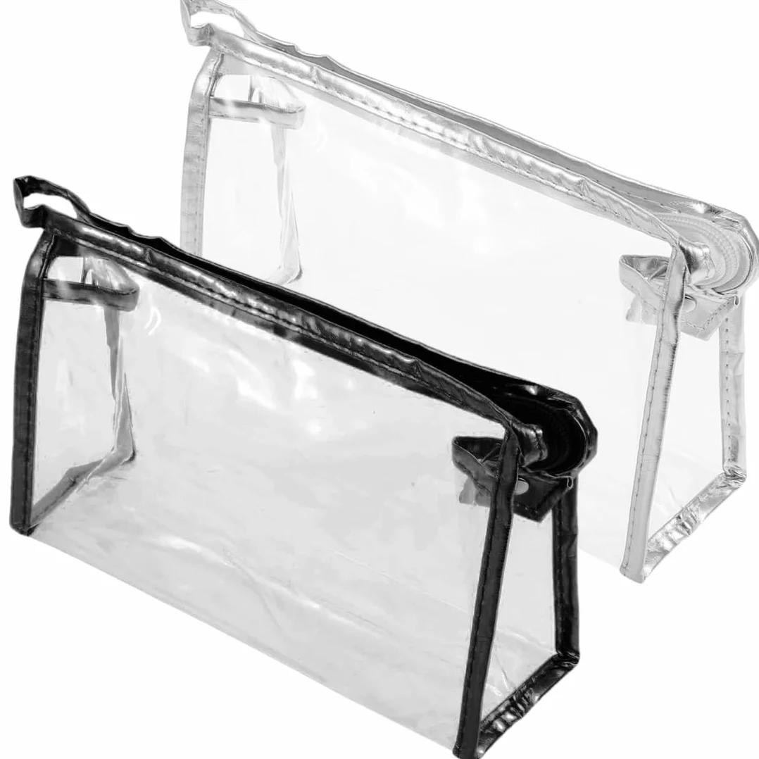 2 Pezzi Beauty Case Trasparente, Trousse da Viaggio, Sacchetti da Toilette Trasparenti per Bagaglio a Mano in Aereo, Beauty Case Trasparente e Impermeabile