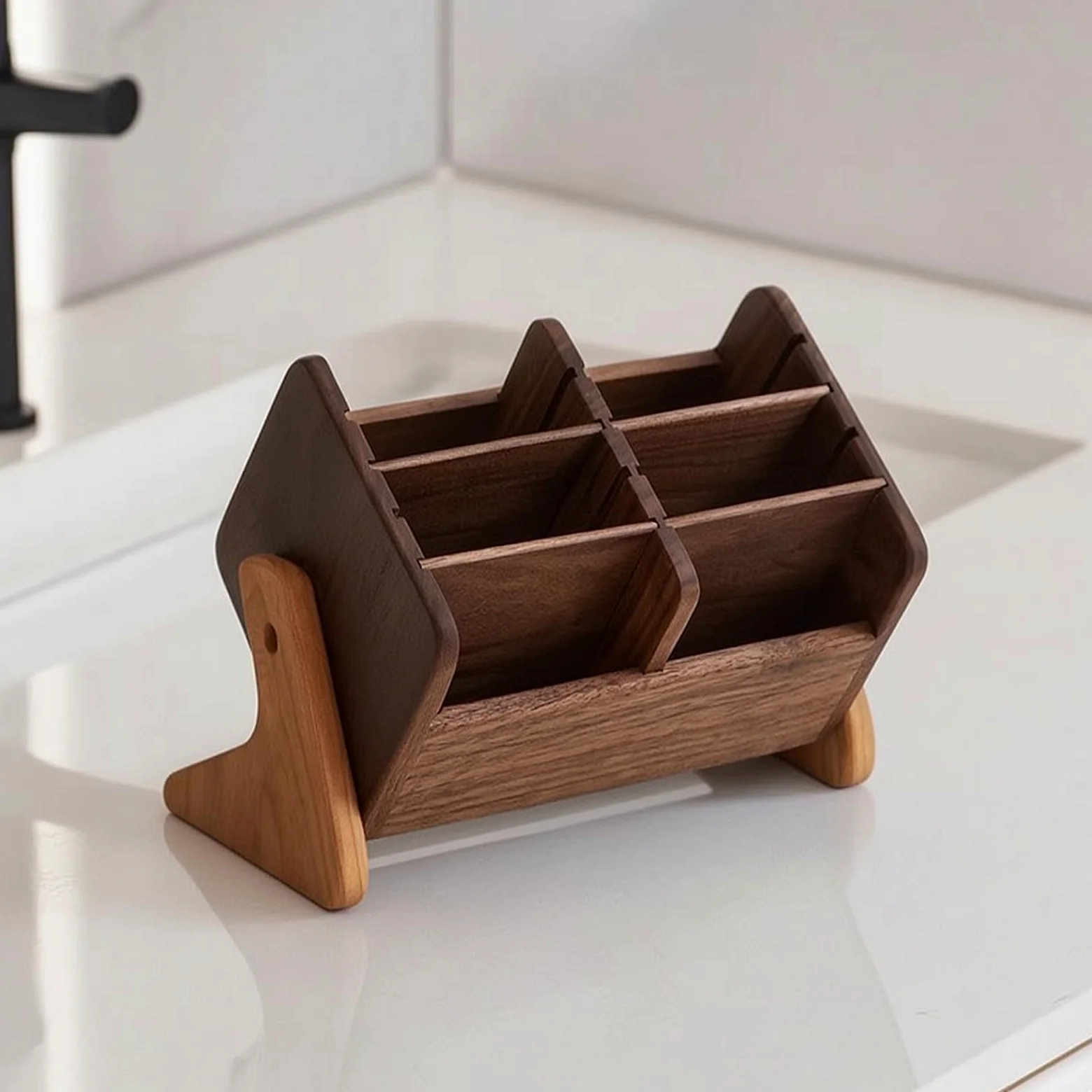 Scatola Porta Trucchi in Legno Salvaspazio Organizzatore da Scrivania Multiuso Portaoggetti per Toeletta, Bagno