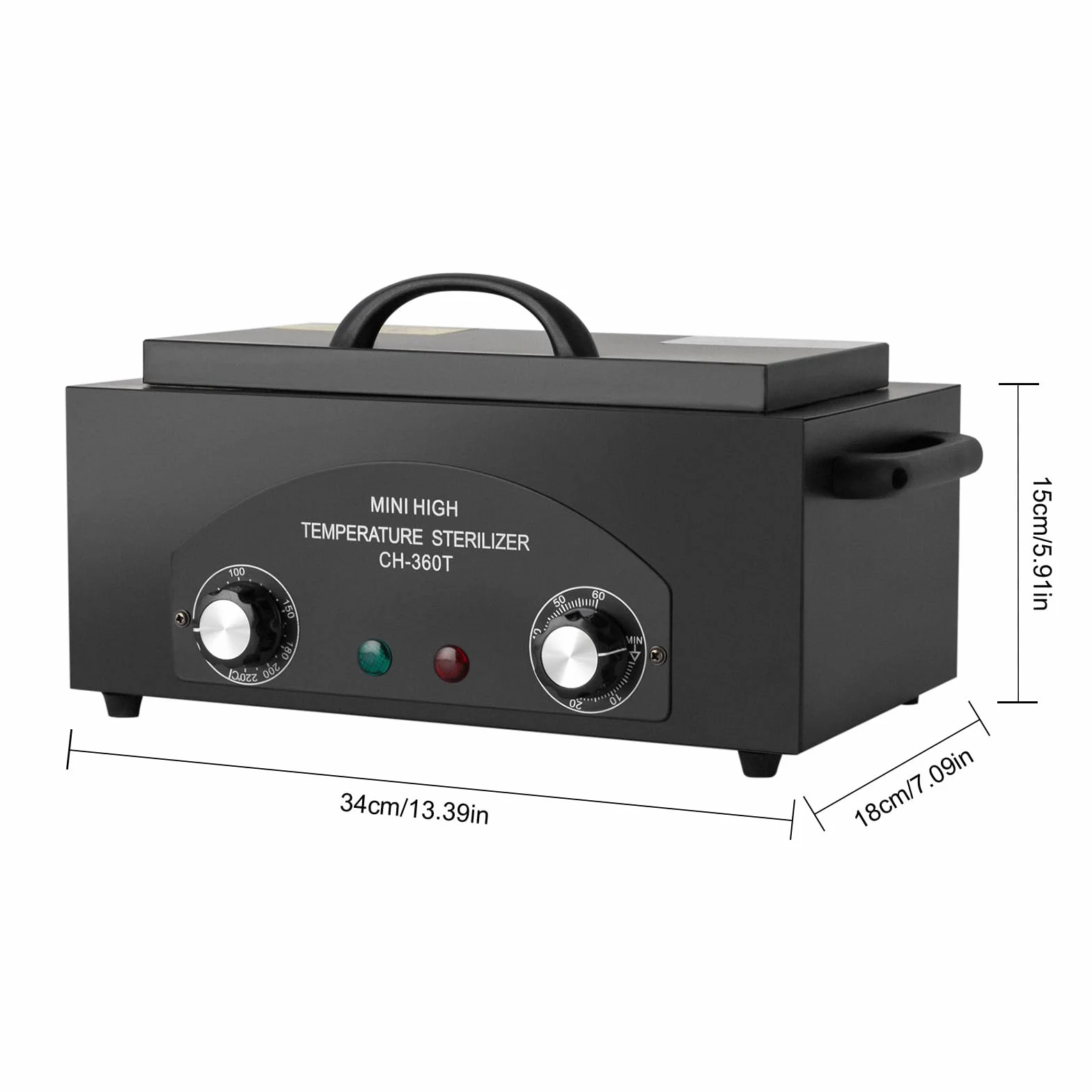Sterilizzatore ad aria calda da 300 W, 220 V, sterilizzatore per unghie, con regolatore di temperatura e timer, nero, a calore secco, sterilizzatore ad alta temperatura per parrucchieri, saloni di