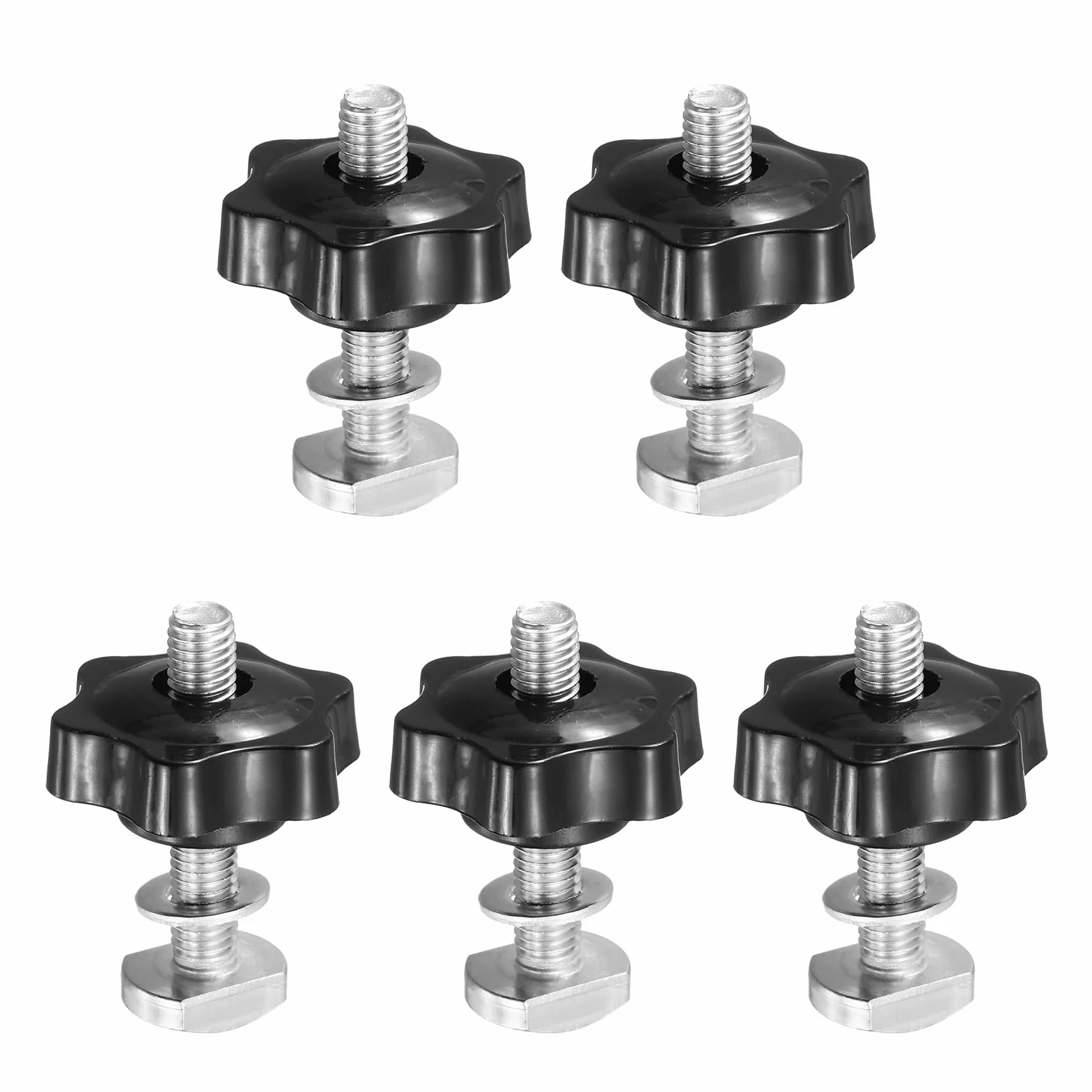 PATIKIL T Track Kit Bulloni Filettati M8 x 45mm x 38mm Rondelle Dadi A Stella 6 Punte Accessori Argento Nero