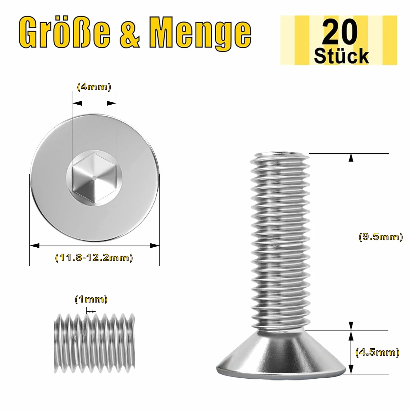 ORTAVA viti a testa svasata M6 x 14 acciaio inox A2 V2A filettatura completa