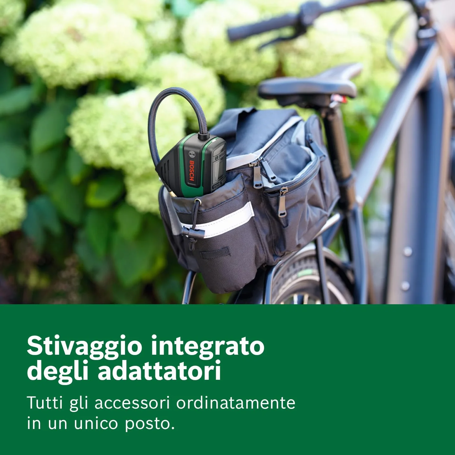 Bosch PNEO Compressore a batteria 4V 3.0 Ah con adattatori di pressione e borsa