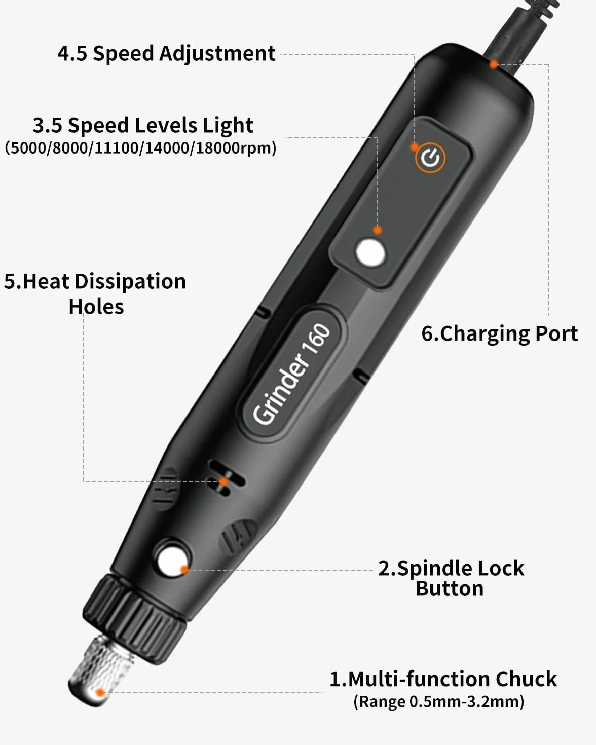 Utensile Rotante Multifunzione 104 Accessori 5 Velocità Variabile 5000-18000 RPM Mini Trapano Elettrico Smerigliatrice per Incisione Taglio Foratura Lucidatura