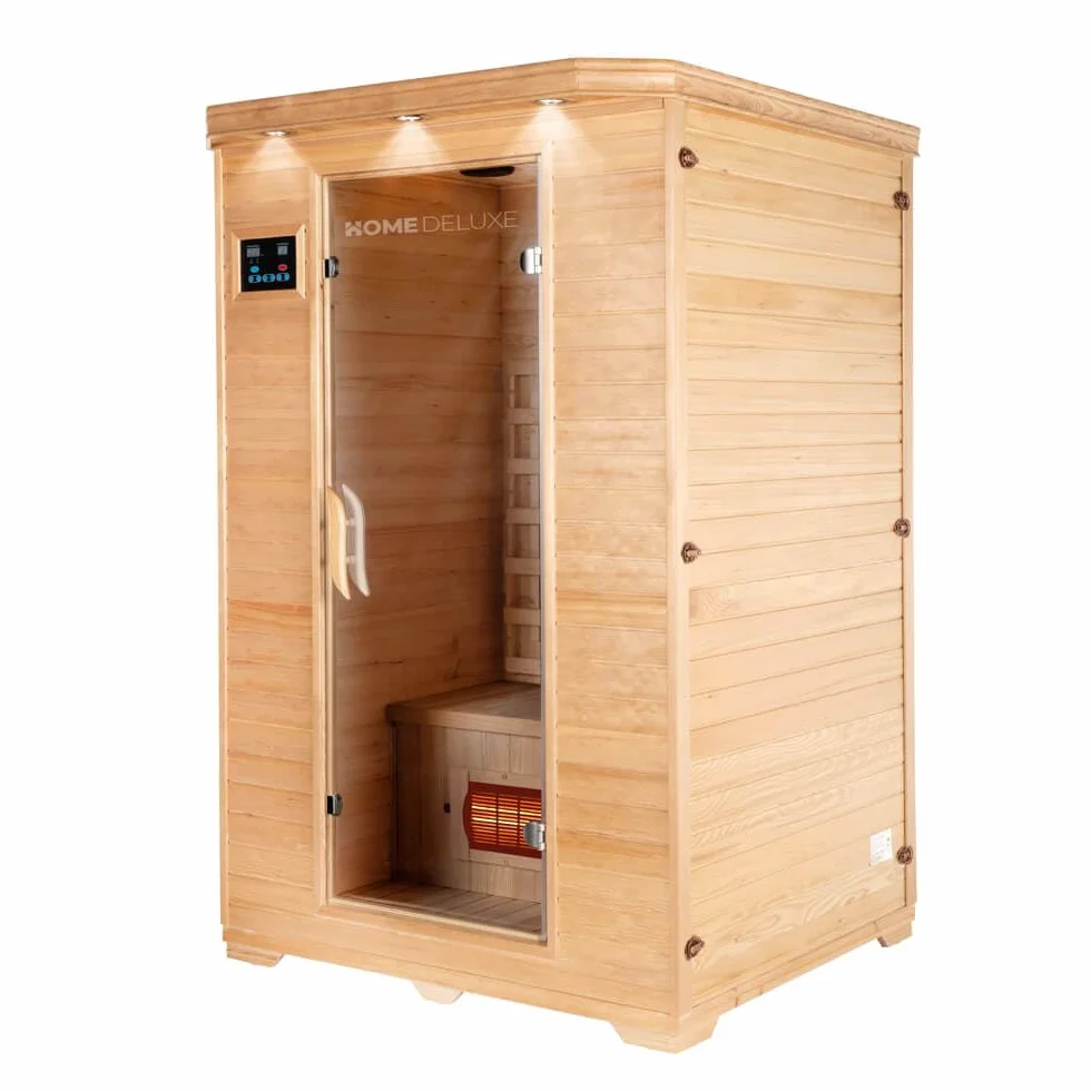 HOME DELUXE cabina a infrarossi REDSUN M VSS 120x105x190 cm per 2 persone 6 radiatori a spettro completo legno hemlock