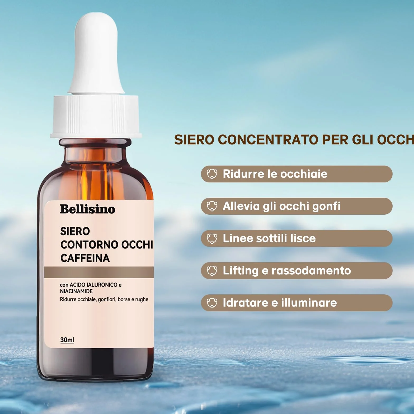 Siero Contorno Occhi alla Caffeina Anti-Età, Contorno Occhi Antirughe con Acido Ialuronico e Niacinamide,per Uomini e Donne (transparente)