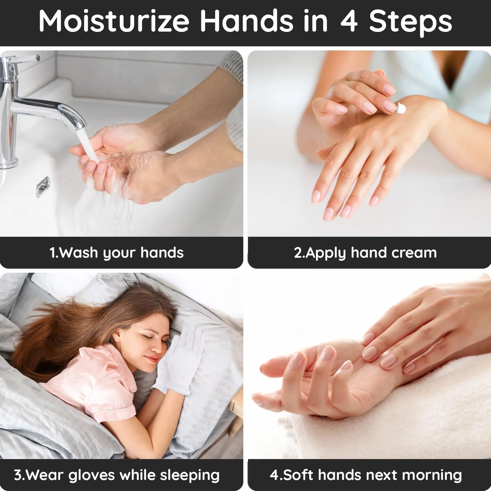 Segbeauty Guanti Cotone, 4 Paia Guanti Idratanti di Touch Screen, per Dermatiti, Crema Mani Notte, Morbidi e Riutilizzabili, Donne e Uomini (M)
