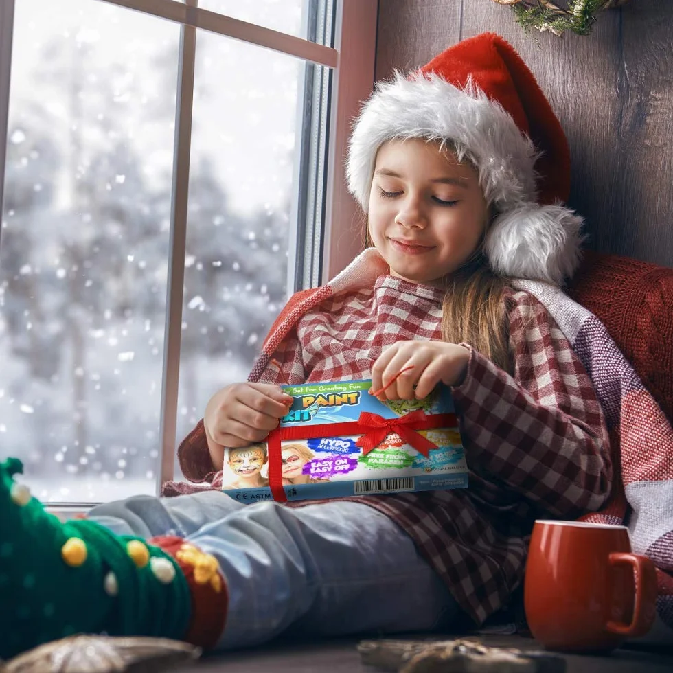 Desire Deluxe Kit Truccabimbi Set Colori per il Viso Tavolozza con Glitter, Stencil e Tatuaggi per Bambini, Ragazzi e Ragazze Regalo Perfetto per Halloween, Natale, Compleanno e Feste