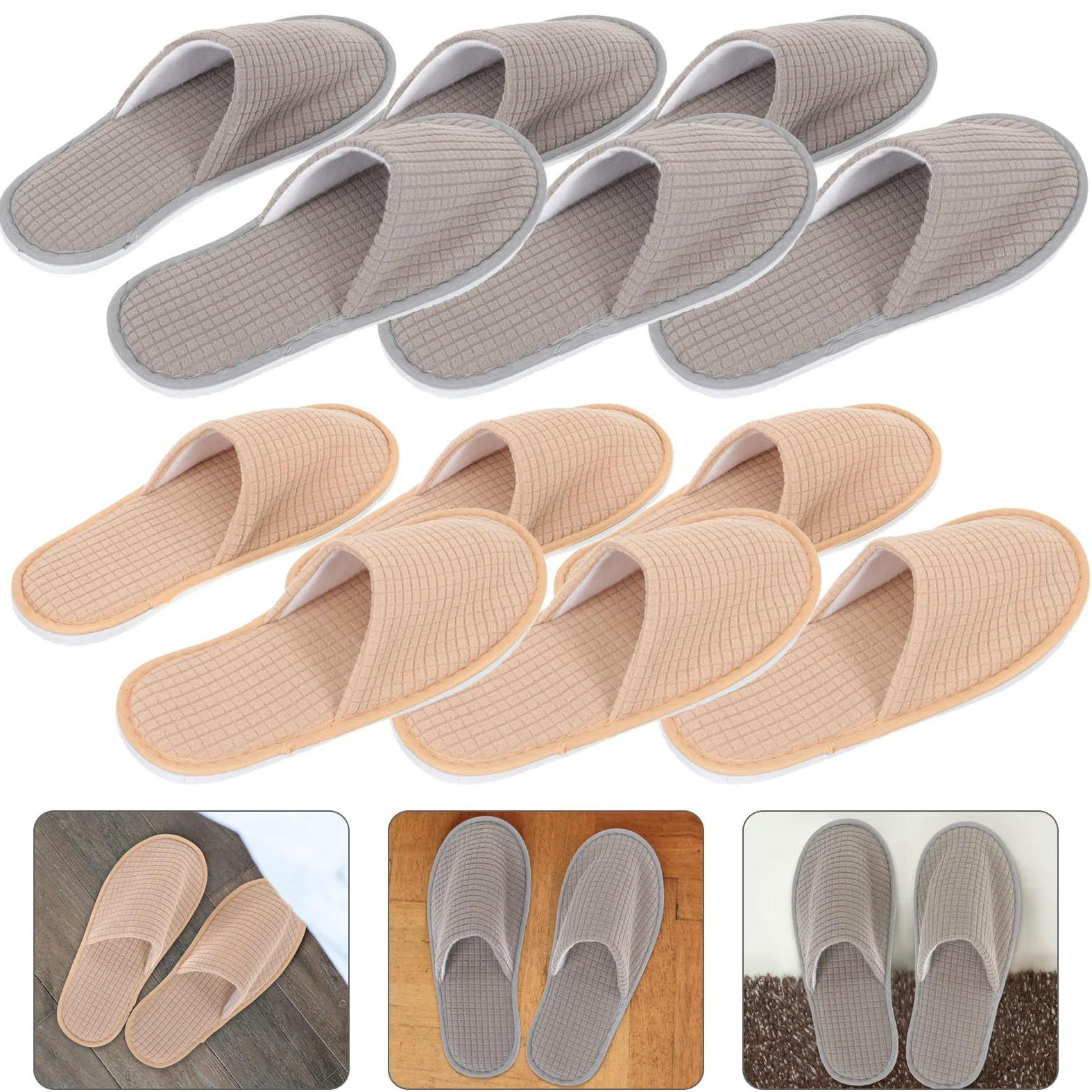 TOYANDONA 6 Paia di Pantofole Monouso da Casa in Pile Lavabili Antiscivolo Suola Robusta Pantofole Usa e Getta per Ospiti Hotel Spa Viaggio e Pedicure Set Multiuso per Uomo e Donna
