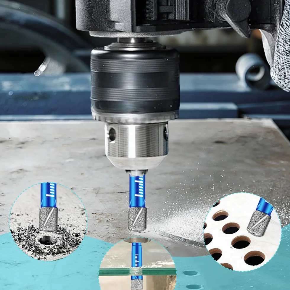 Punte Trapano Diamantate 5 Pezzi 5,6,8,10,12mm Carbide per Gres Porcellanato Granito Marmo