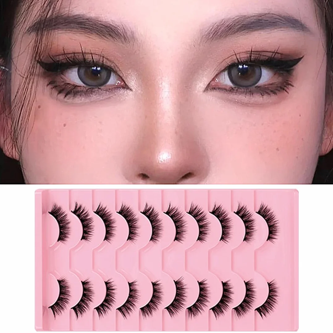 Ciglia finte 10 paia di mezze ciglia finte ciglia naturali cat eye mezze ciglia 3D ciglia ad angolo cat eye