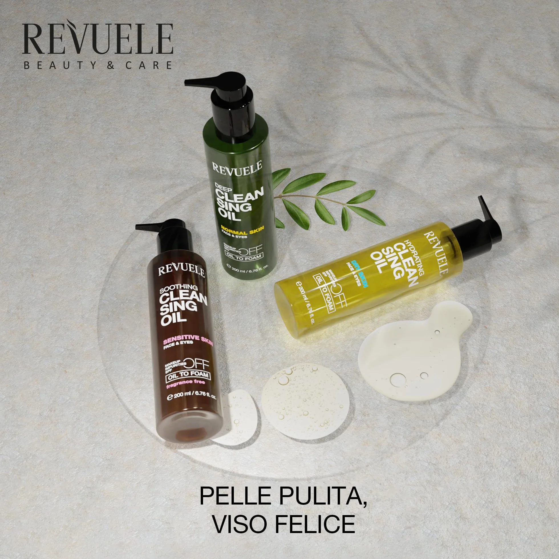 REVUELE Olio Detergente Lenitivo – Struccante Viso & Occhi con Oli Naturali, Pelle Sensibile, Trasforma in Schiuma, Rimuove Trucco, Sebo e Residui di Solari, Idrata e Lenisce, 150 ml