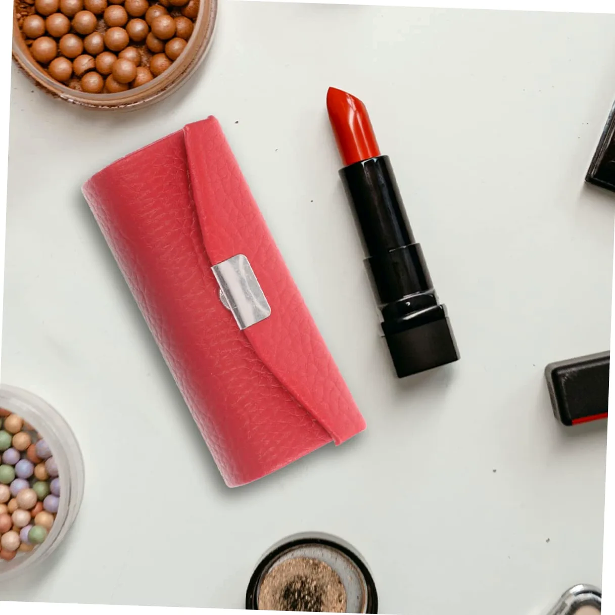 Beavorty 4pezzi Porta Rossetto Pelle Da Compatto e Leggero Per Viaggi Per Donne e Ragazze Stile Elegante e Pratico Per Eventi e Feste