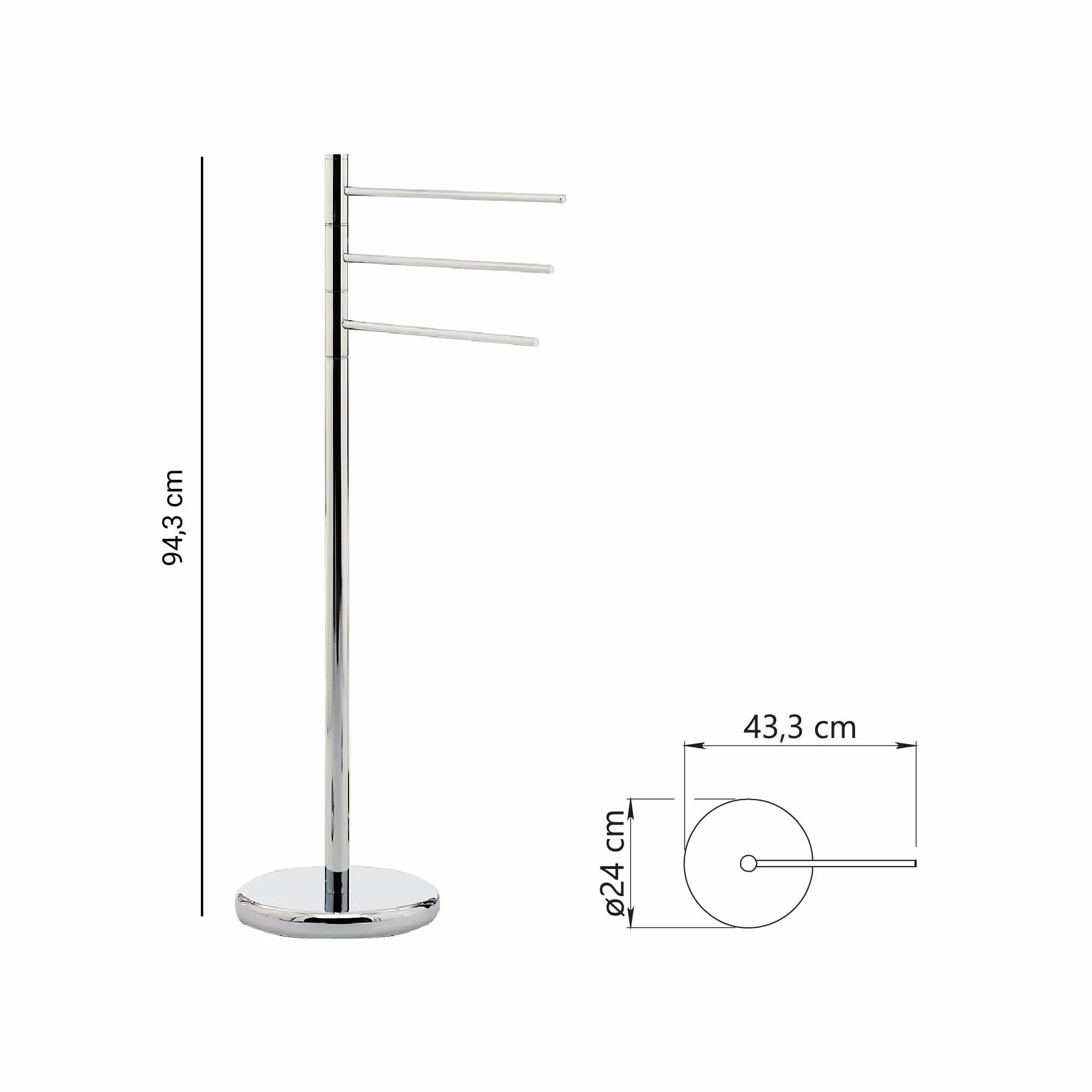 Porta asciugamani bagno cromato GEDY metallo 93,7x25x43,5 cm