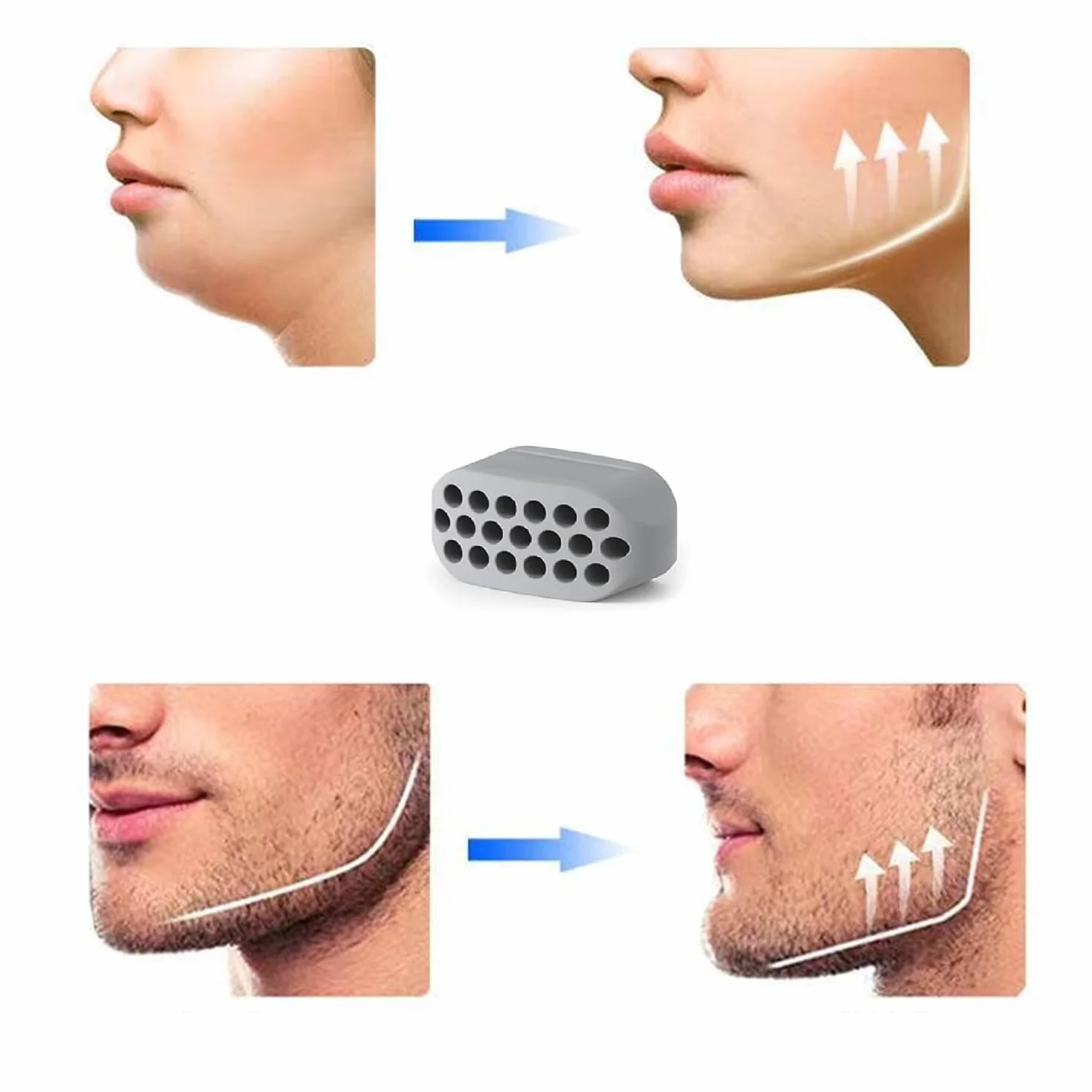 6 Pezzi Allenatore Mascella, Mascella Allenatore Esercizio Uomo Donna, Silicone Jawline Exerciser Allenatore per definire la Forma del Facciale (nero/bianco/grigio)
