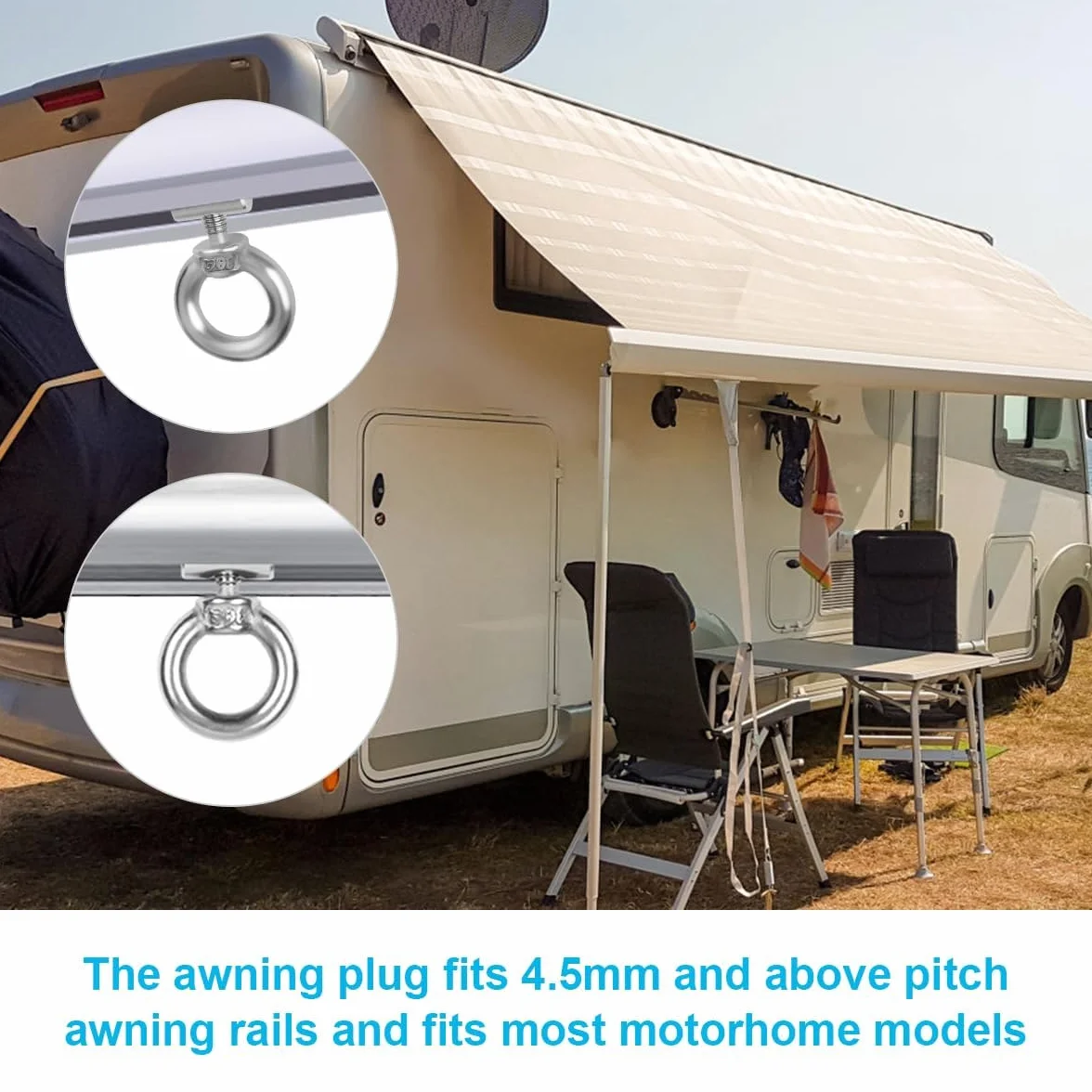 Bullone a Occhiello M4 in Acciaio Inossidabile 304, Golfari Inox con Moschettoni, Kit di Sollevamento per Roulotte Camper